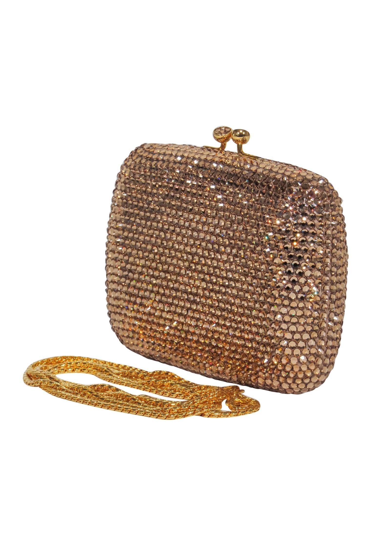 Judith Leiber Crystal Mini Clutch: A Glamorous Gold-Chain Accessory
