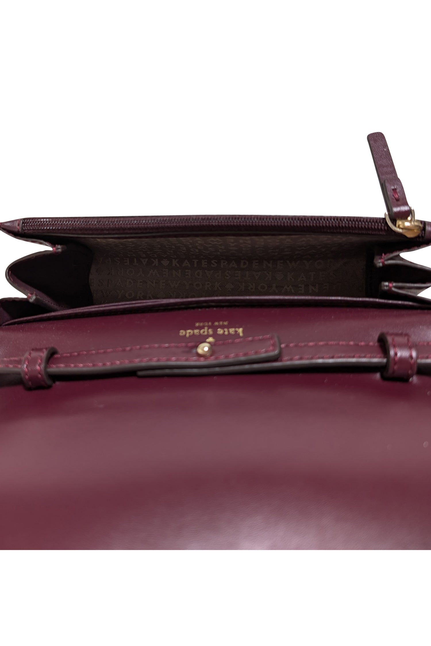 Kate Spade Wine Leather Crossbody Bag with Sparkling Black Sequin Trim - A Must-Have!