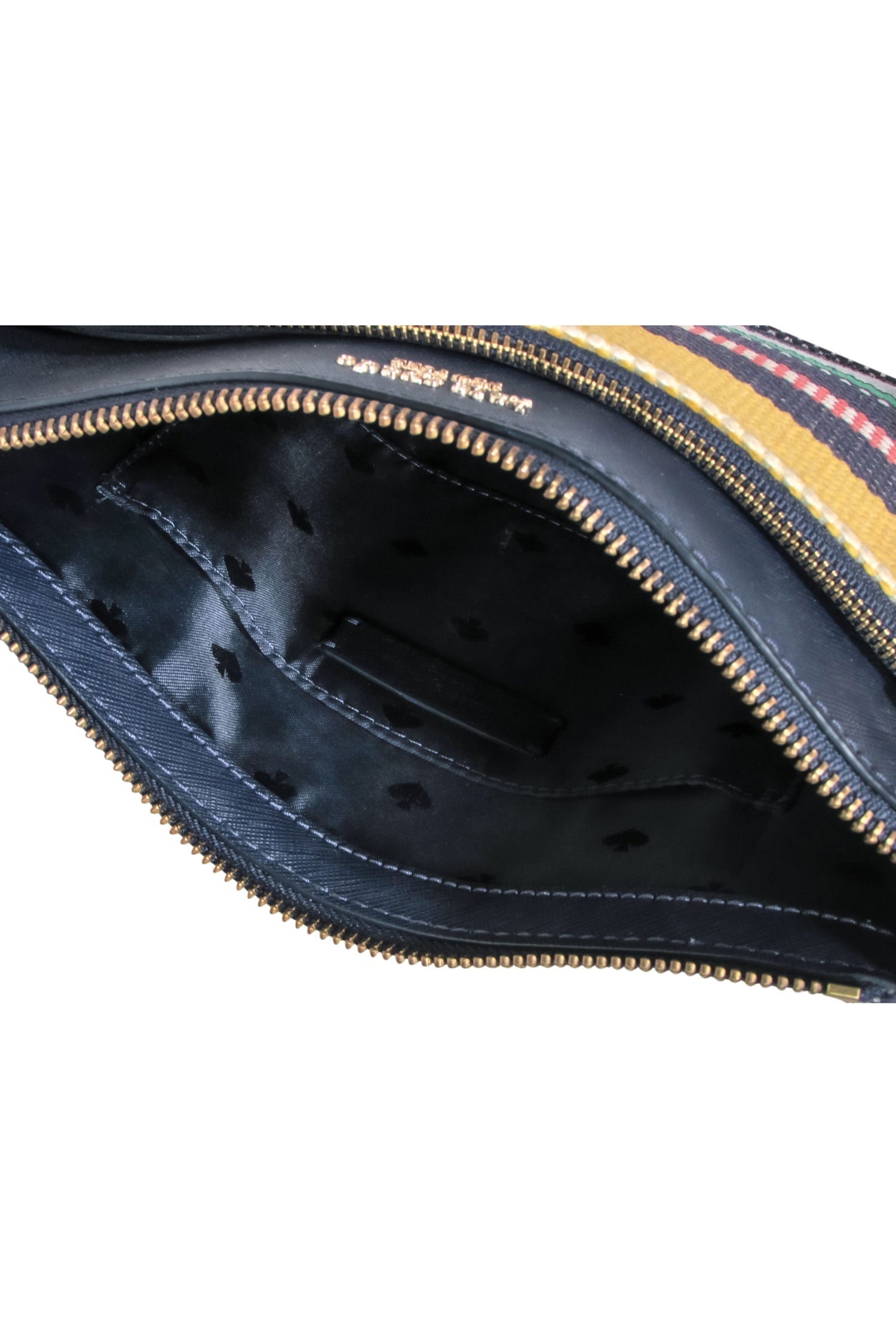 Kate Spade Navy Leather Crossbody Bag: Striped Embroidered Fashion