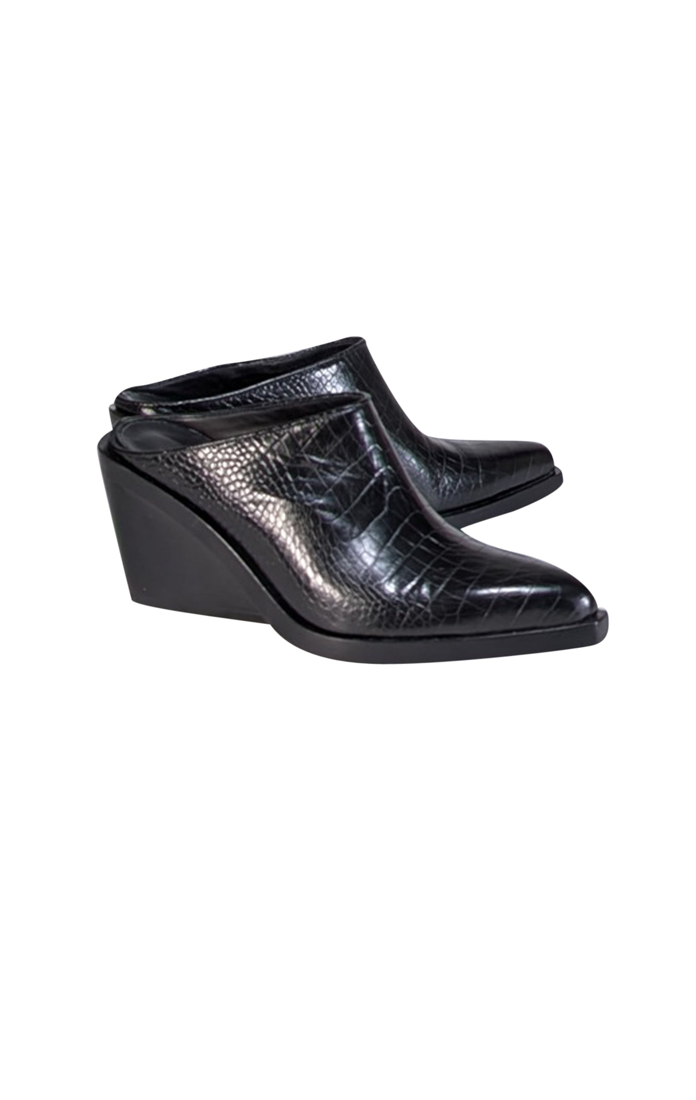 Rag & Bone - Stunning Black Croc Embossed Leather Mules Size 7