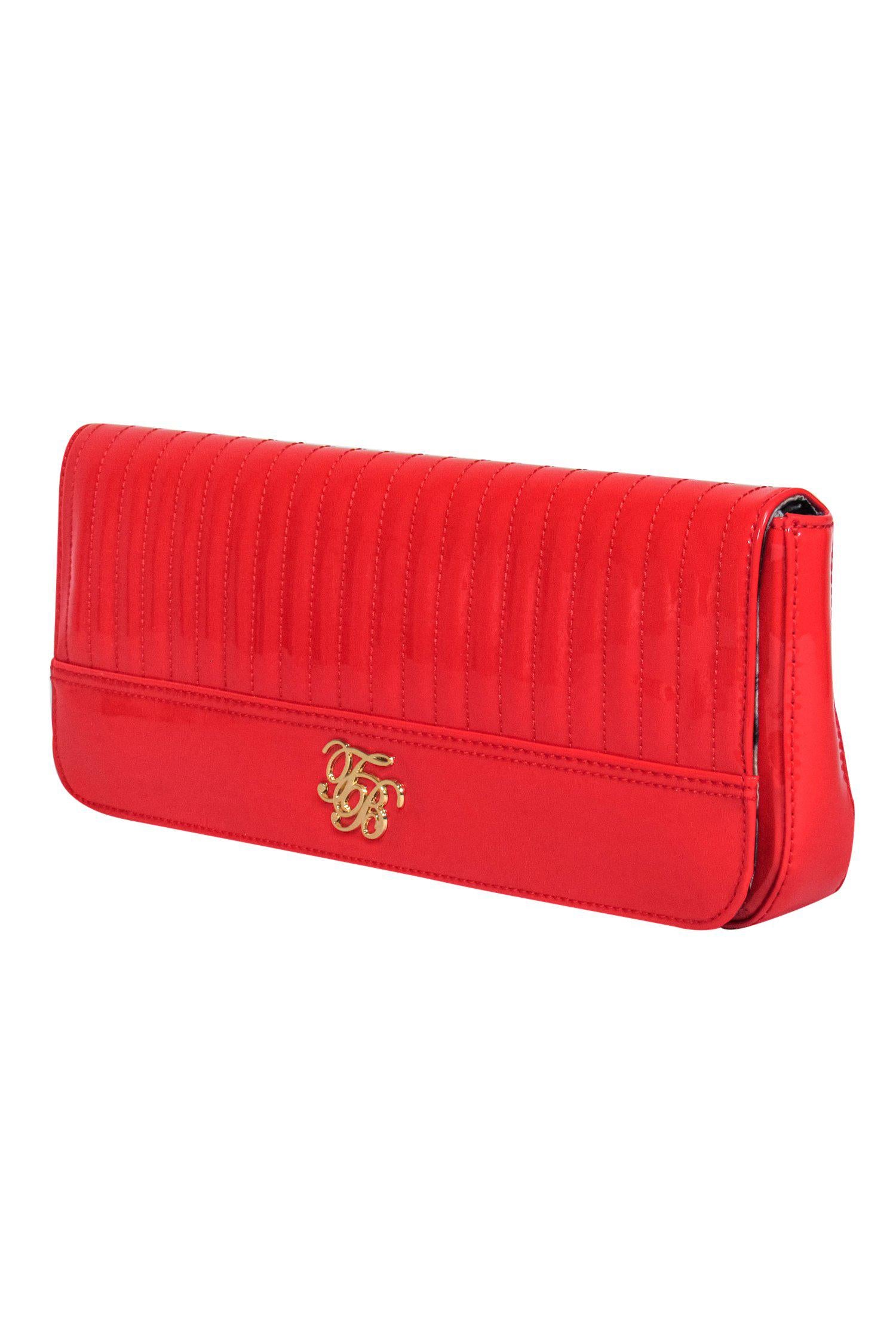Ted Baker - Stunning Glossy Patent Oblong Snap Clutch with Scrolled Logo
