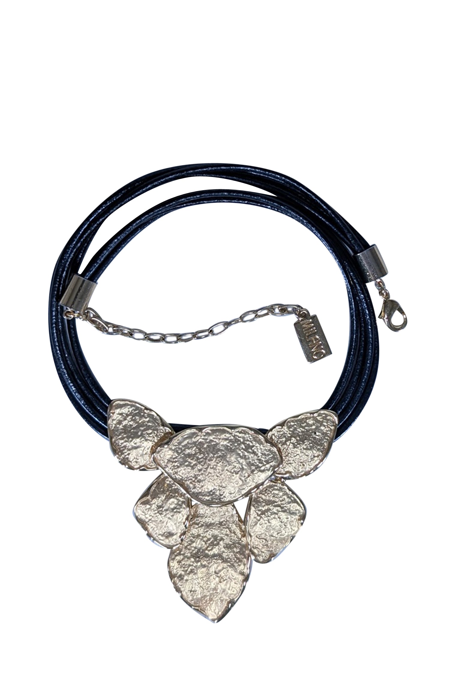 Glamorous Milano Gold-Textured Large Pendant on Triple Rope Necklace