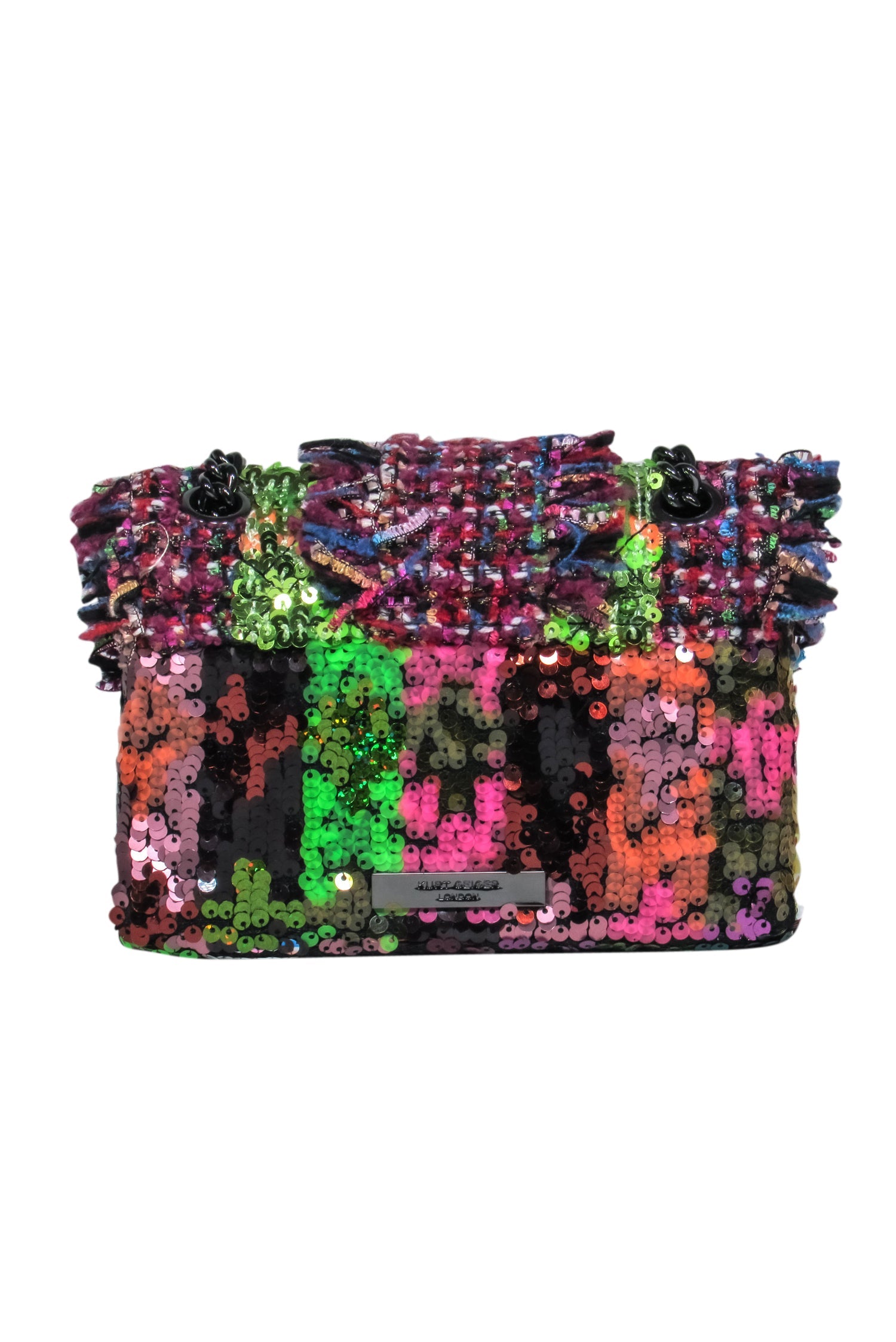Kurt Geiger - Stunning Pink & Multicolor Tweed & Sequin Crossbody Bag