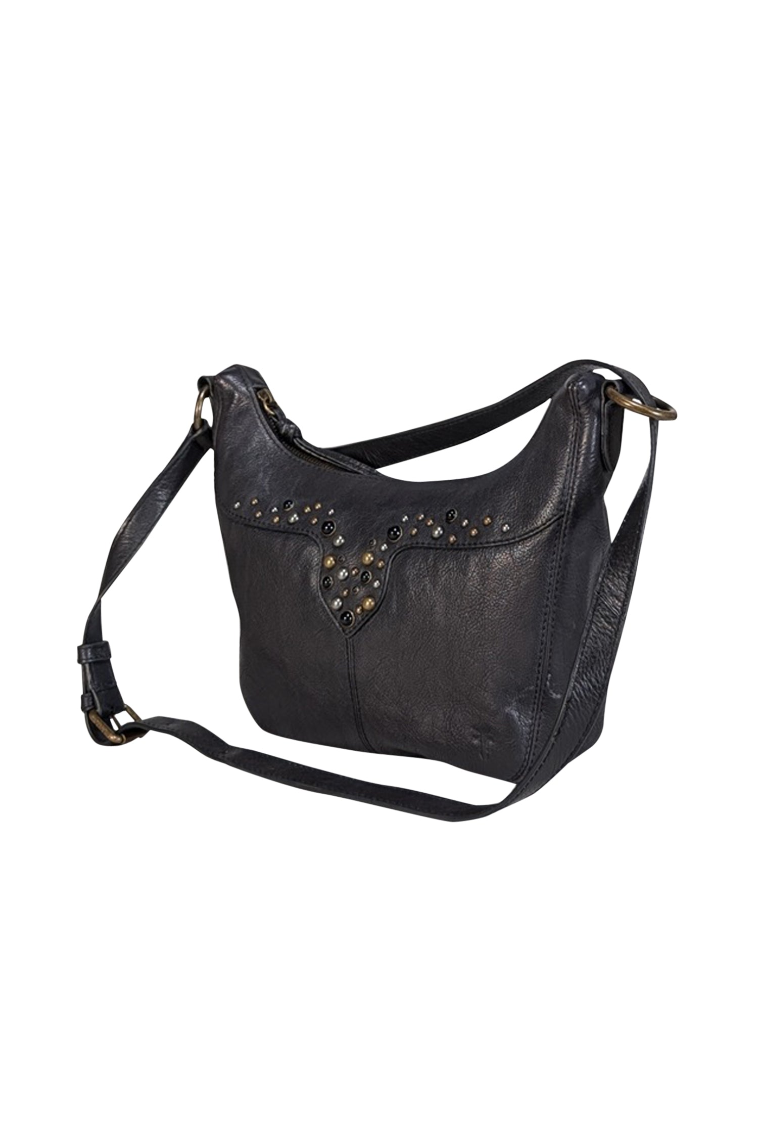 Frye - Stunning Black Leather Embellished Shoulder Bag