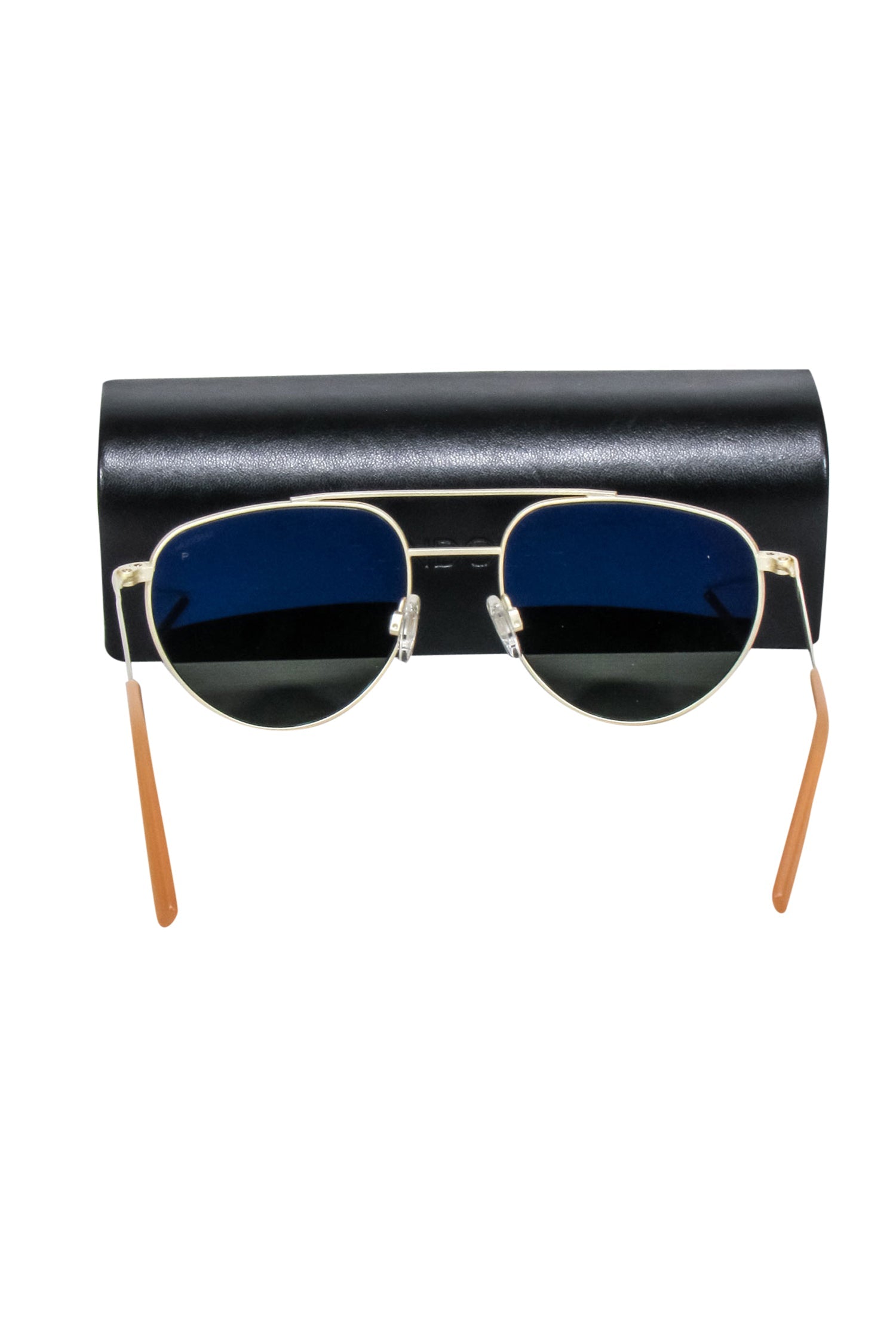 Randolph Gold Frame Aviator Sunglasses with Stunning Blue Lenses