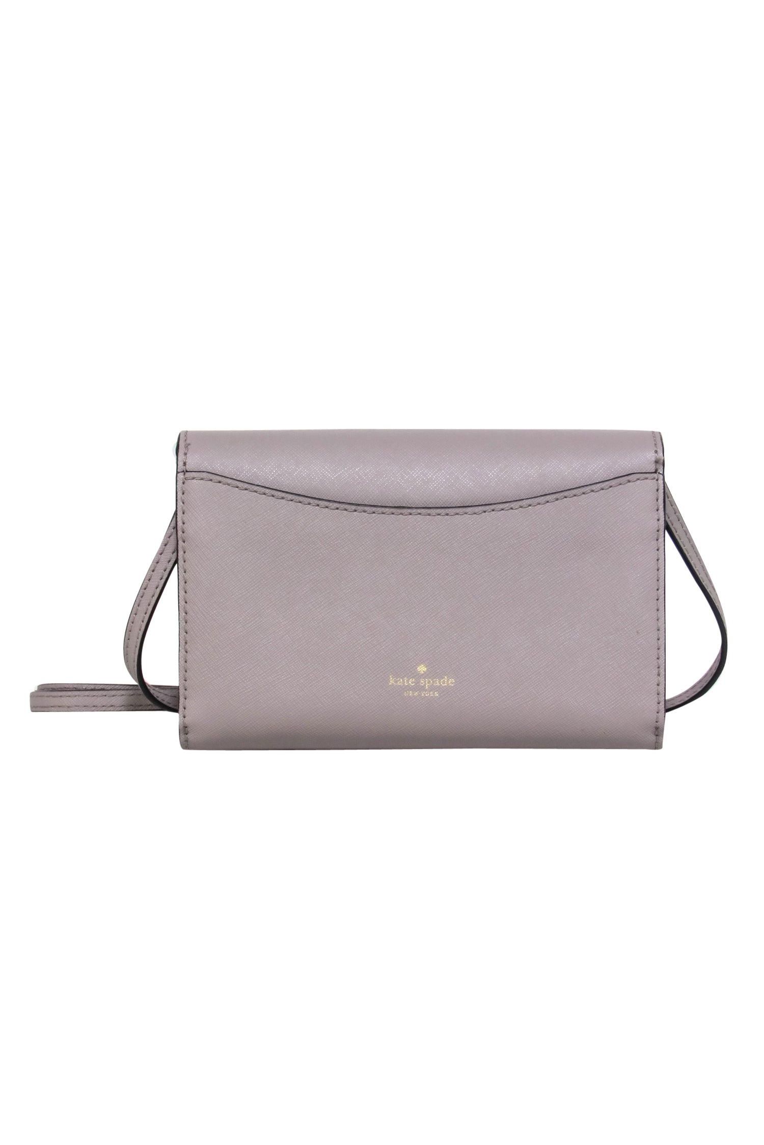 Kate Spade - Grey Textured Leather Fold-Over Sparkling Owl Crossbody Bag