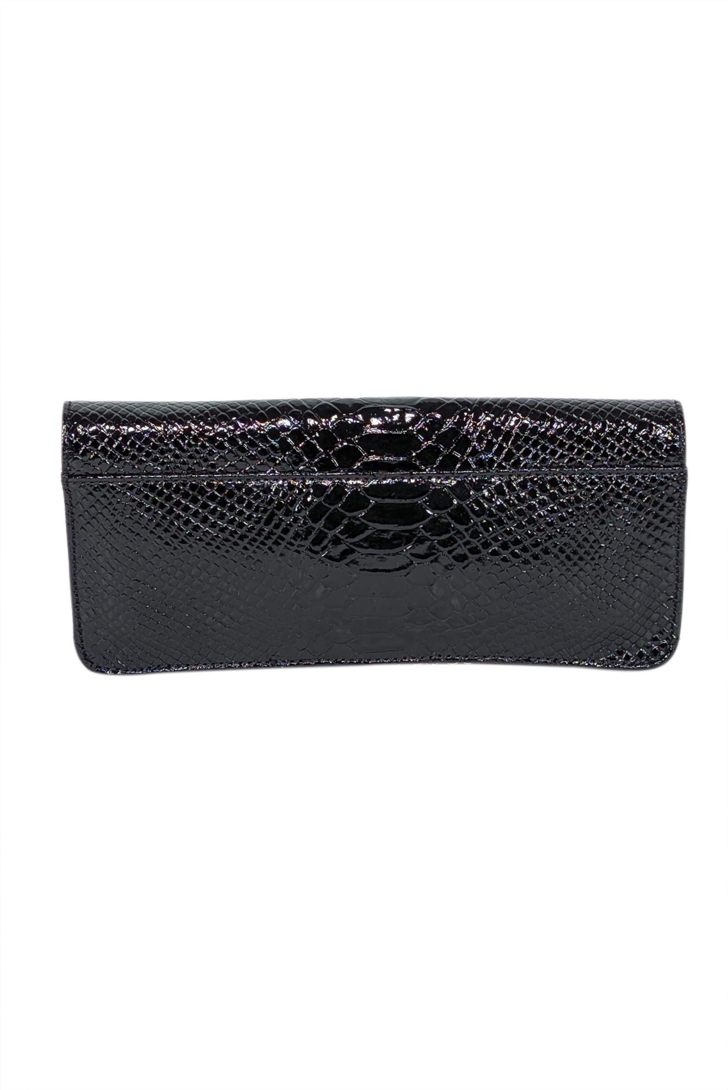 Antonio Melani's Alluring Black Patent Croc-Embossed Shoulder Bag with Chain Strap