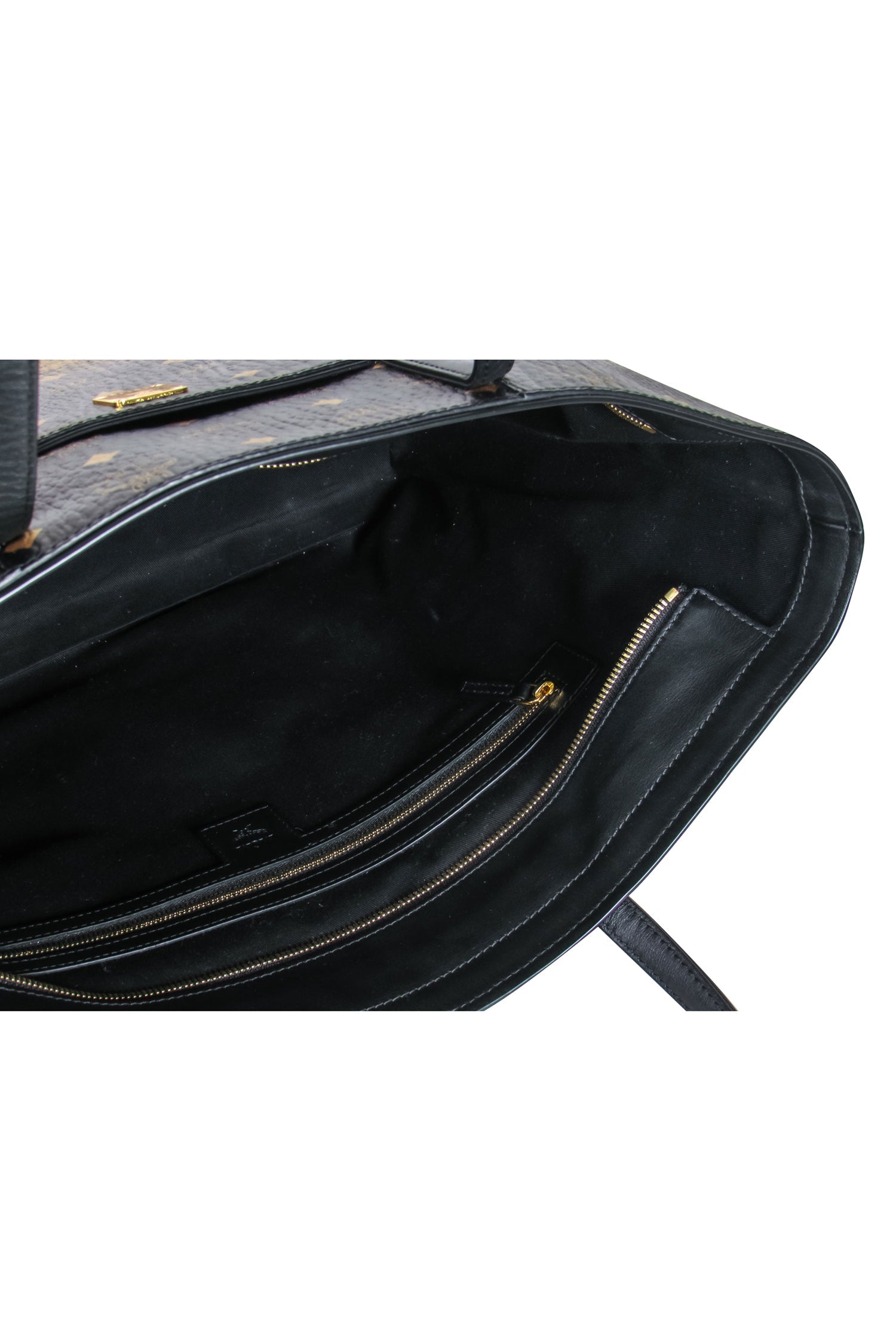 MCM - Stunning Black & Gold Pebbled Leather Ombre Monogram Print Tote