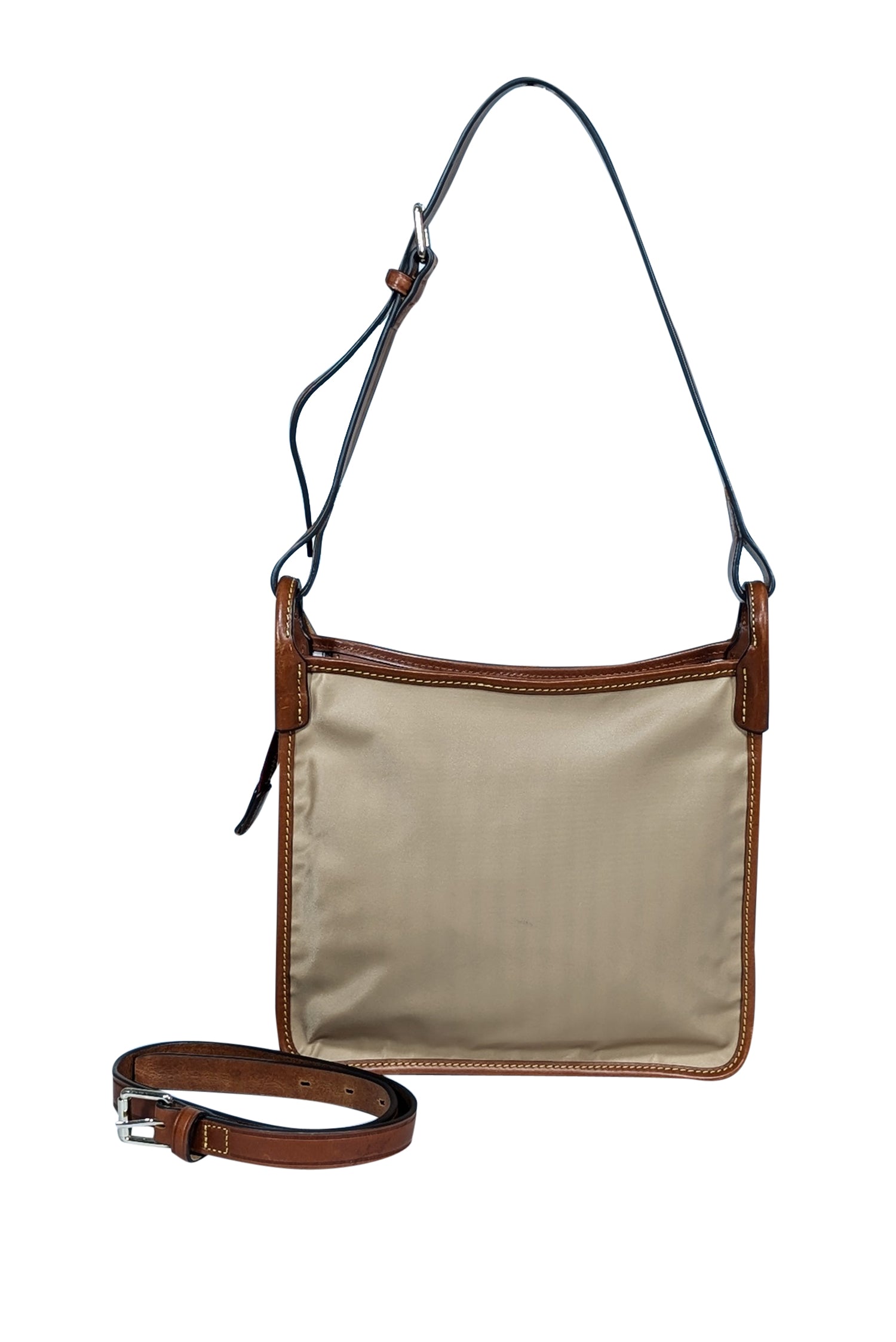 Dooney & Bourke - Stunning Beige Nylon Shoulder Bag with Leather Accents