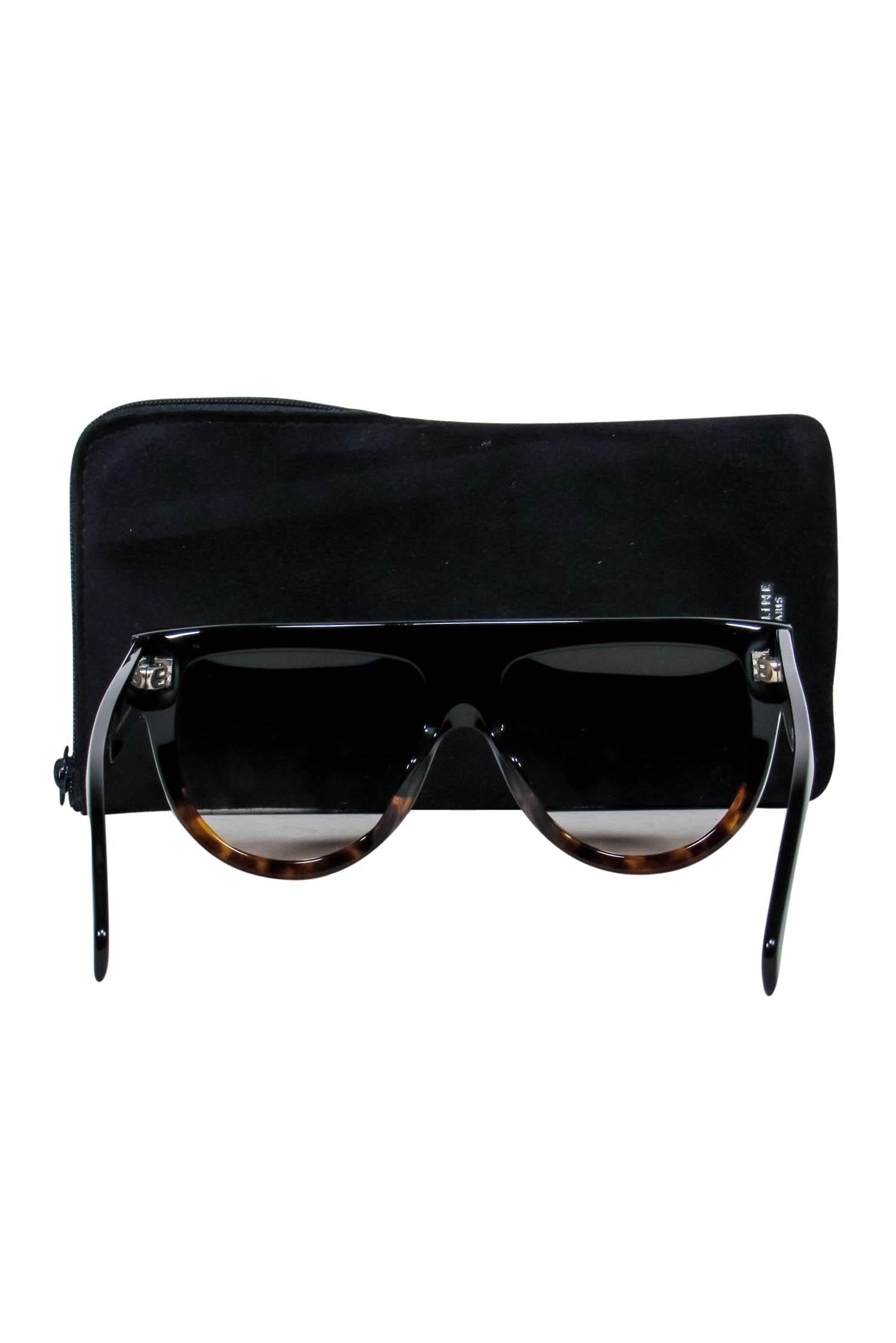 Celine's Stunning Black & Brown Gradient Shield Sunglasses