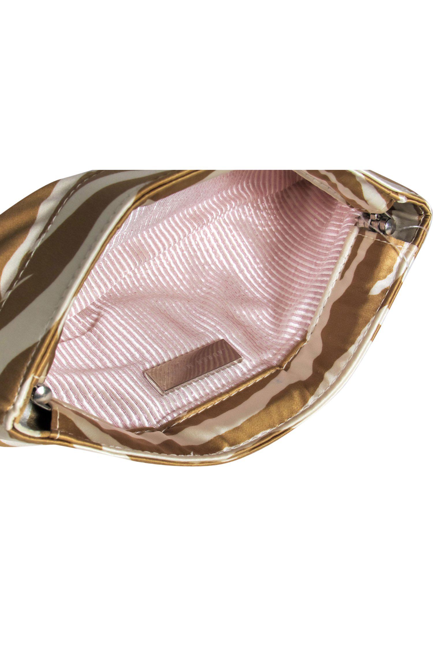 Lauren Merkin - Stunning Tan & Cream Satin Zebra Print Clutch