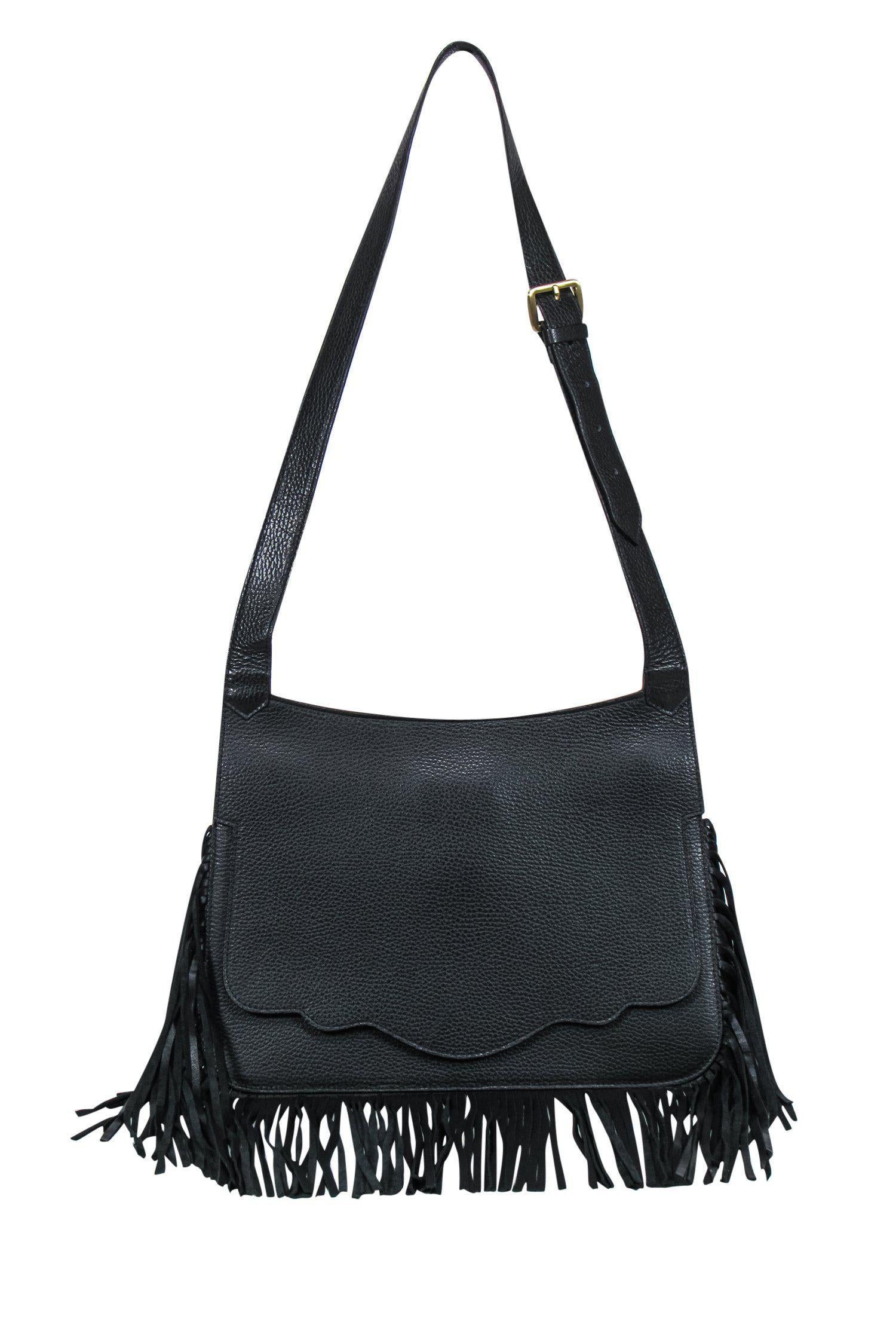 Thale Blanc's Enchanting Black Leather Fringe Shoulder Bag