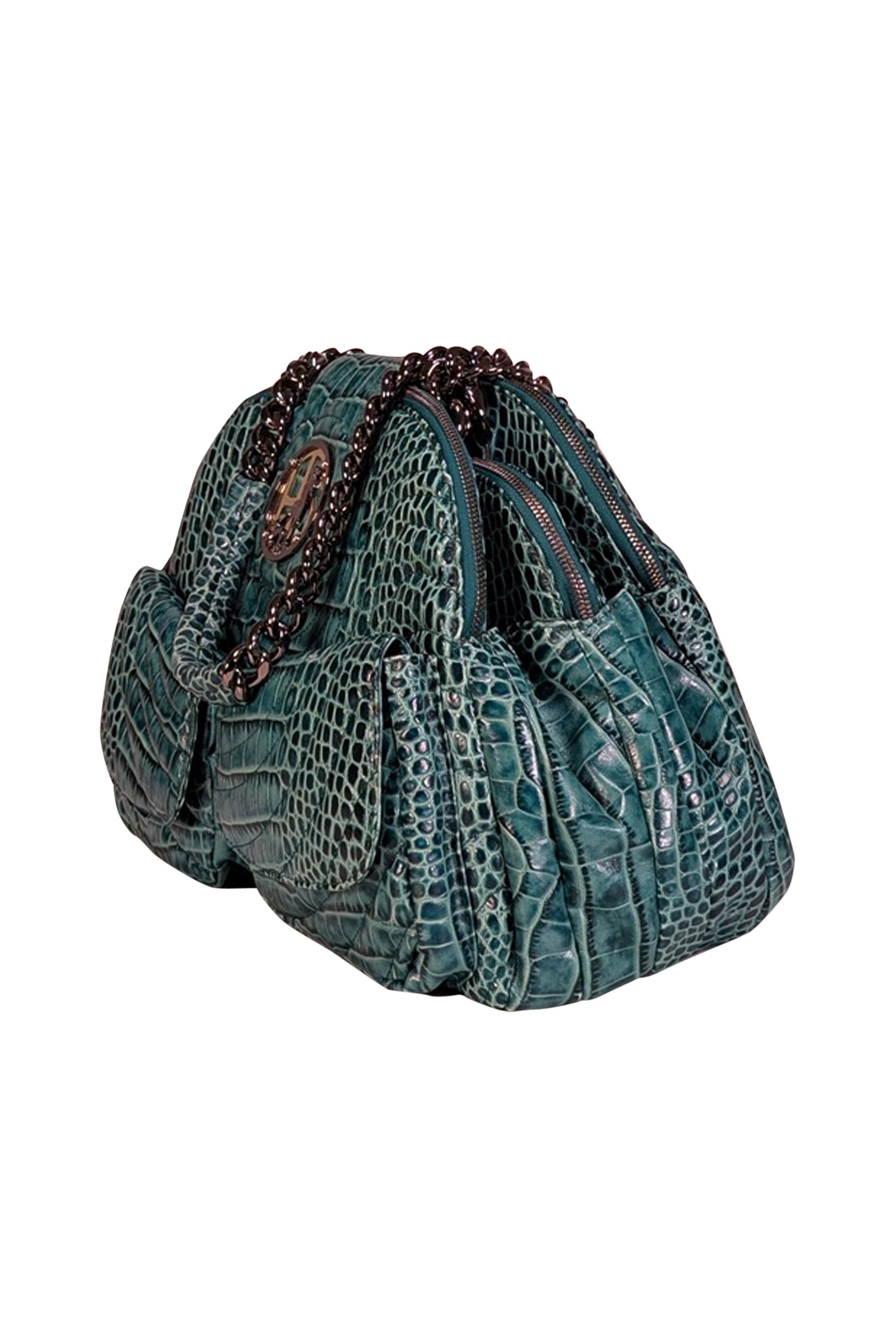 Henri Bendel - Stunning Teal Green Croc Textured Shoulder Bag