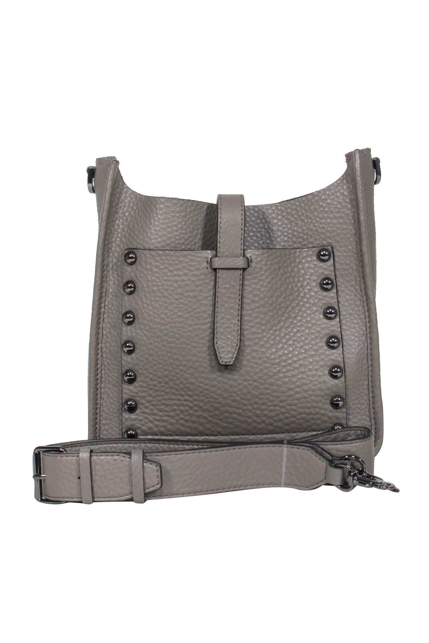 Rebecca Minkoff Taupe Grey Leather Studded Crossbody Bag - Make a Bold Statement!