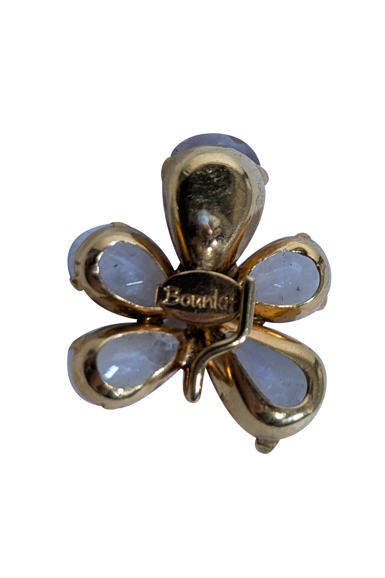 Bounkit's Enchanting Pink & Cream Floral Cluster Stud Earrings with Gorgeous Gold Backing