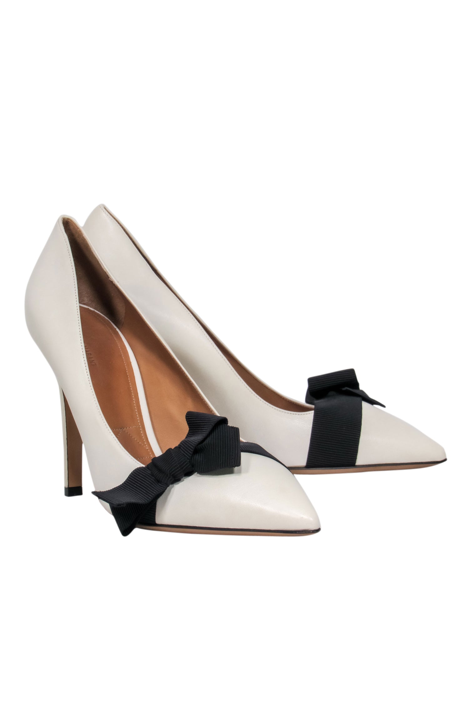 Isabel Marant Cream Pumps with Black Bow Tie - Size 11 - Timeless Elegance!