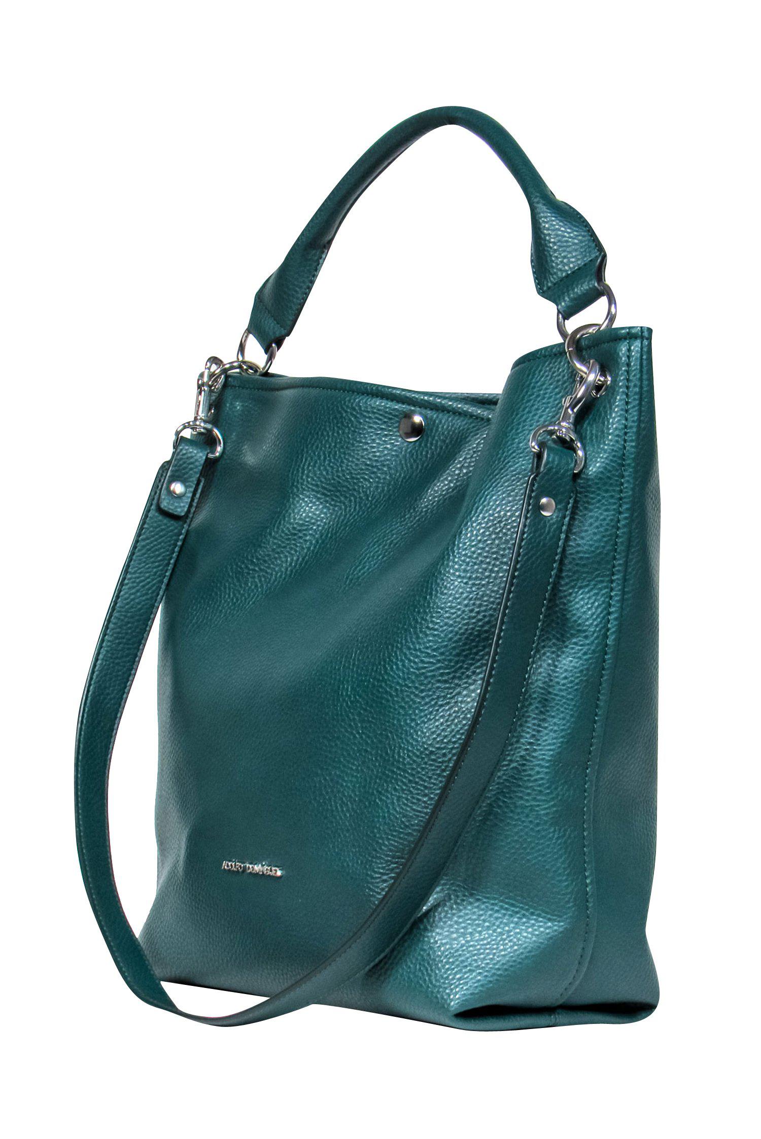 Adolfo Dominguez Emerald Green Convertible Pebbled Leather Tote - A Fashion Essential