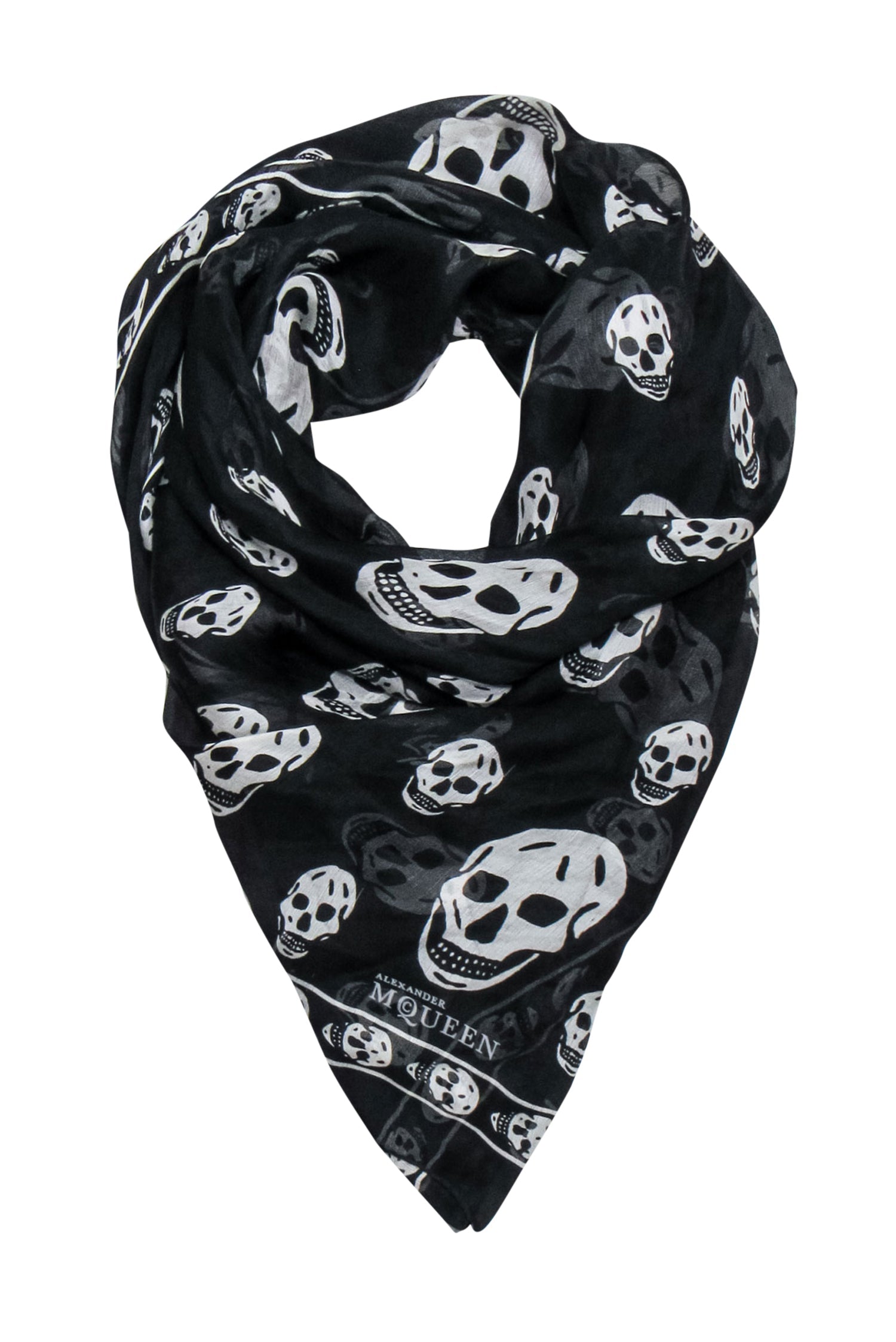 Alexander McQueen - Stunning Black & White Skull Print Silk Scarf