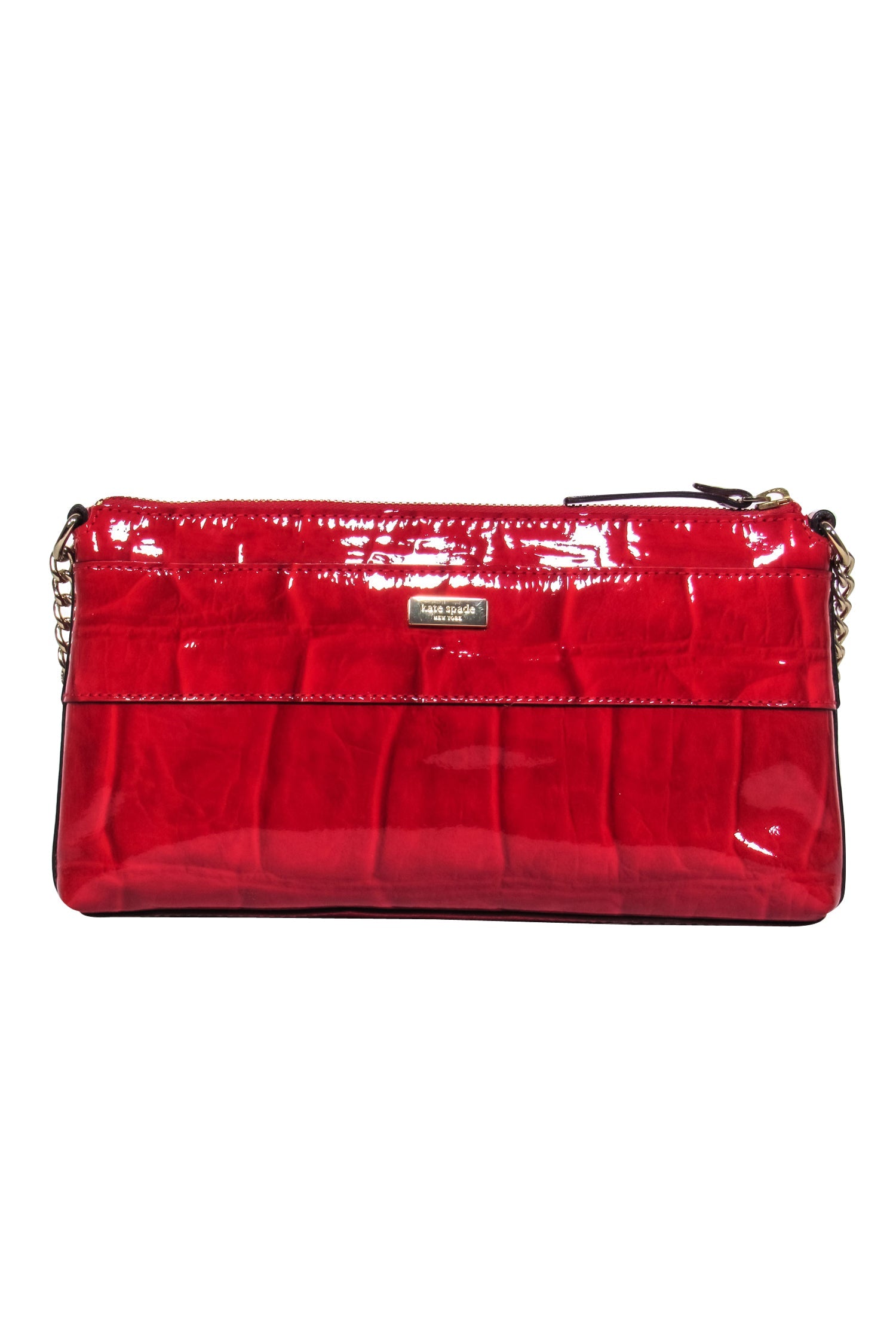 Kate Spade Red Patent Leather Reptile - Inspired Shining Shoulder Bag
