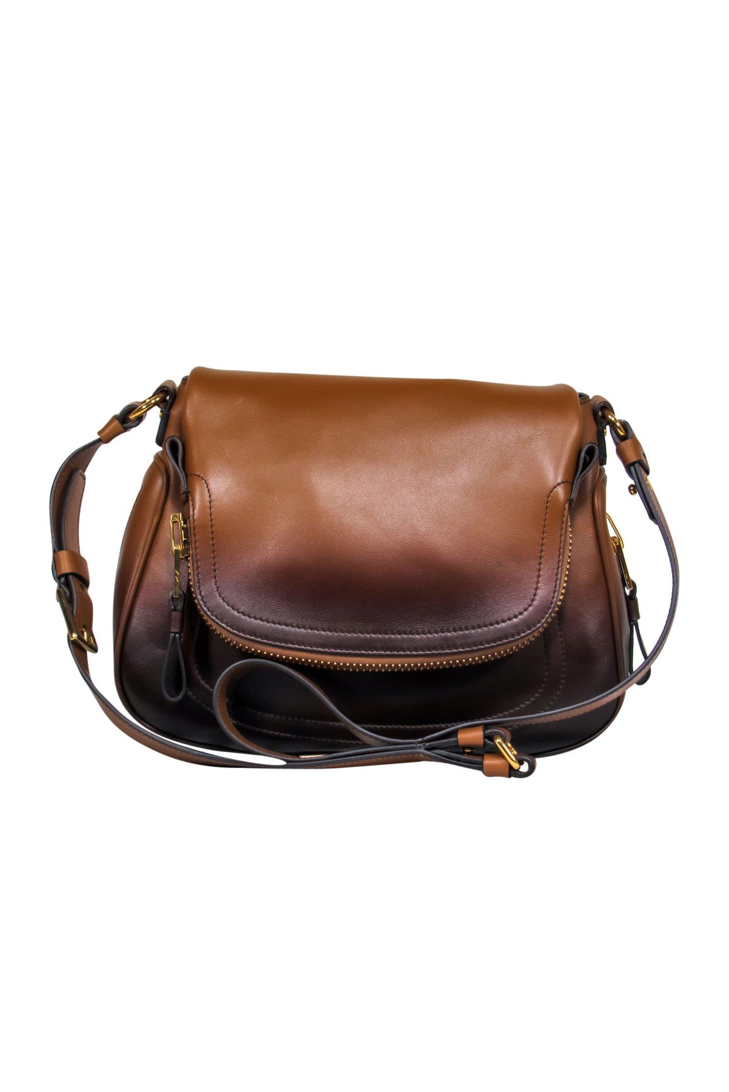 Tom Ford Brown Leather Ombre Saddle Bag - Add Western Flare to Your Look!