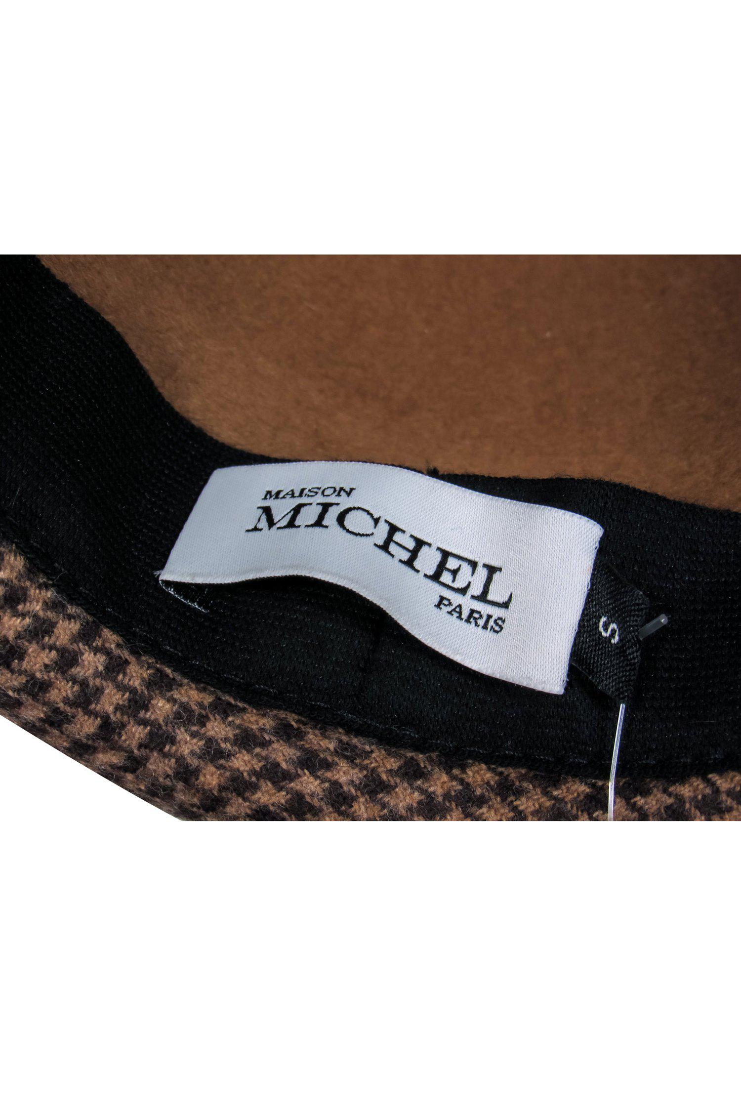Maison Michel Paris - Tan Soft Felt Fedora Hat in Size S: A Classic Fashion Statement