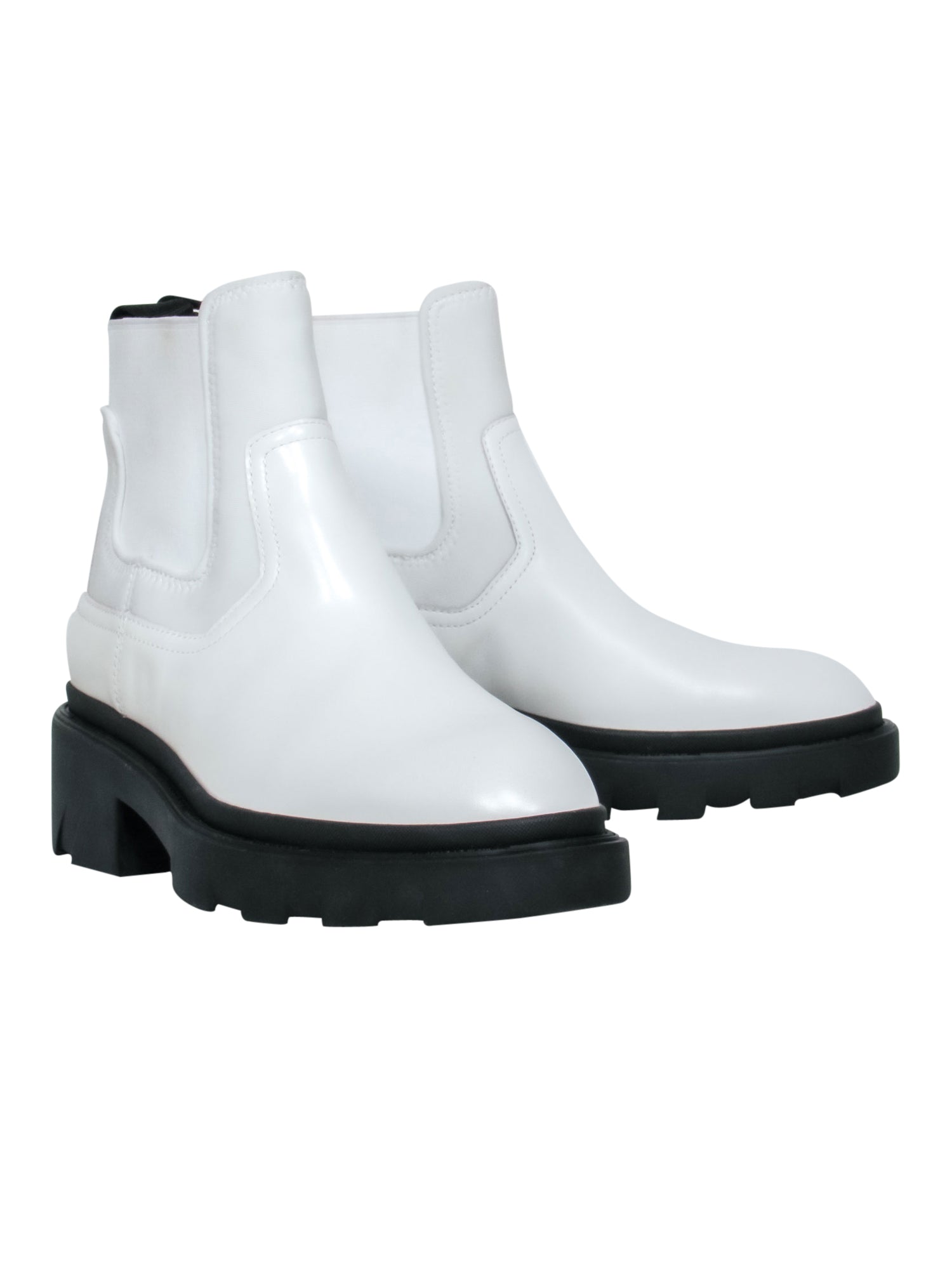 Stunning Ash - White 'Mastro S' Booties with Black Chunky Sole, Size 10