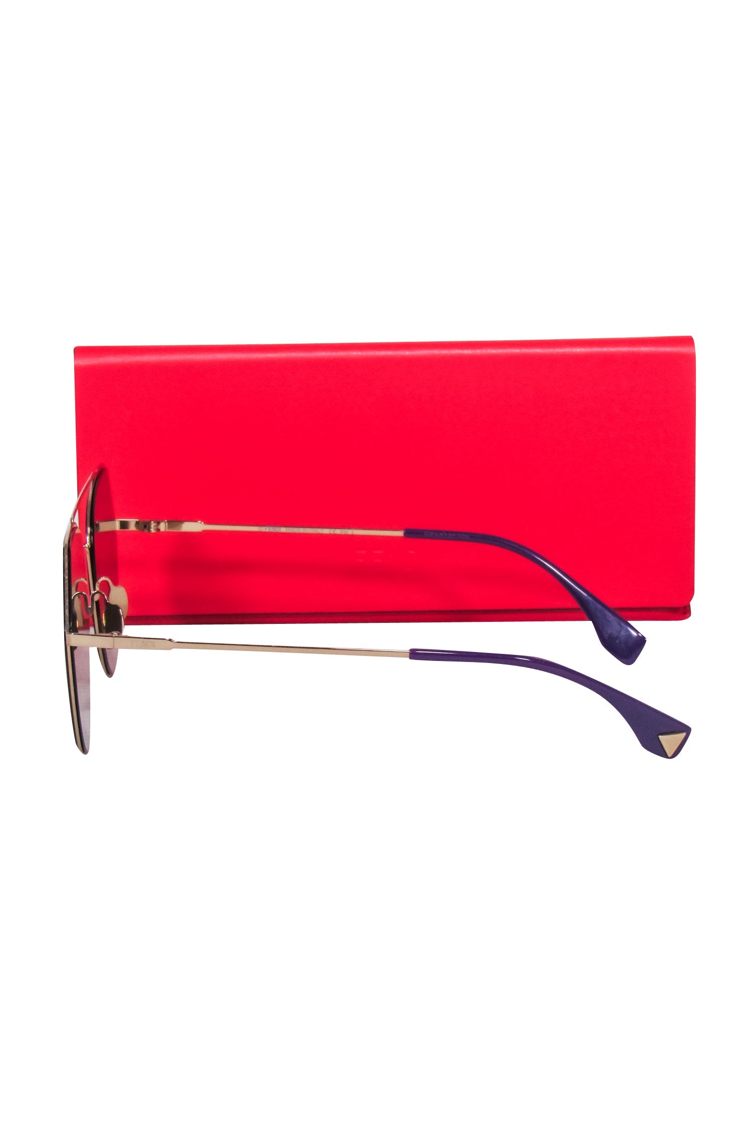 Fendi Gold Frame Sunglasses with Gold F-Printed Iridescent Lenses
