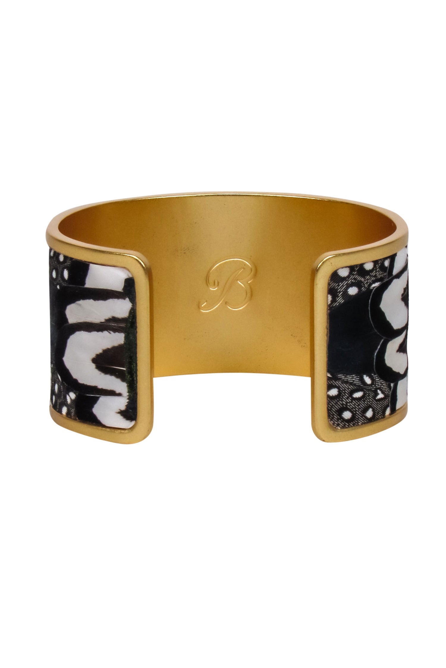 Exquisite Brackish Gold-Plated Feather Cuff Bracelet in Green, Navy & Gold