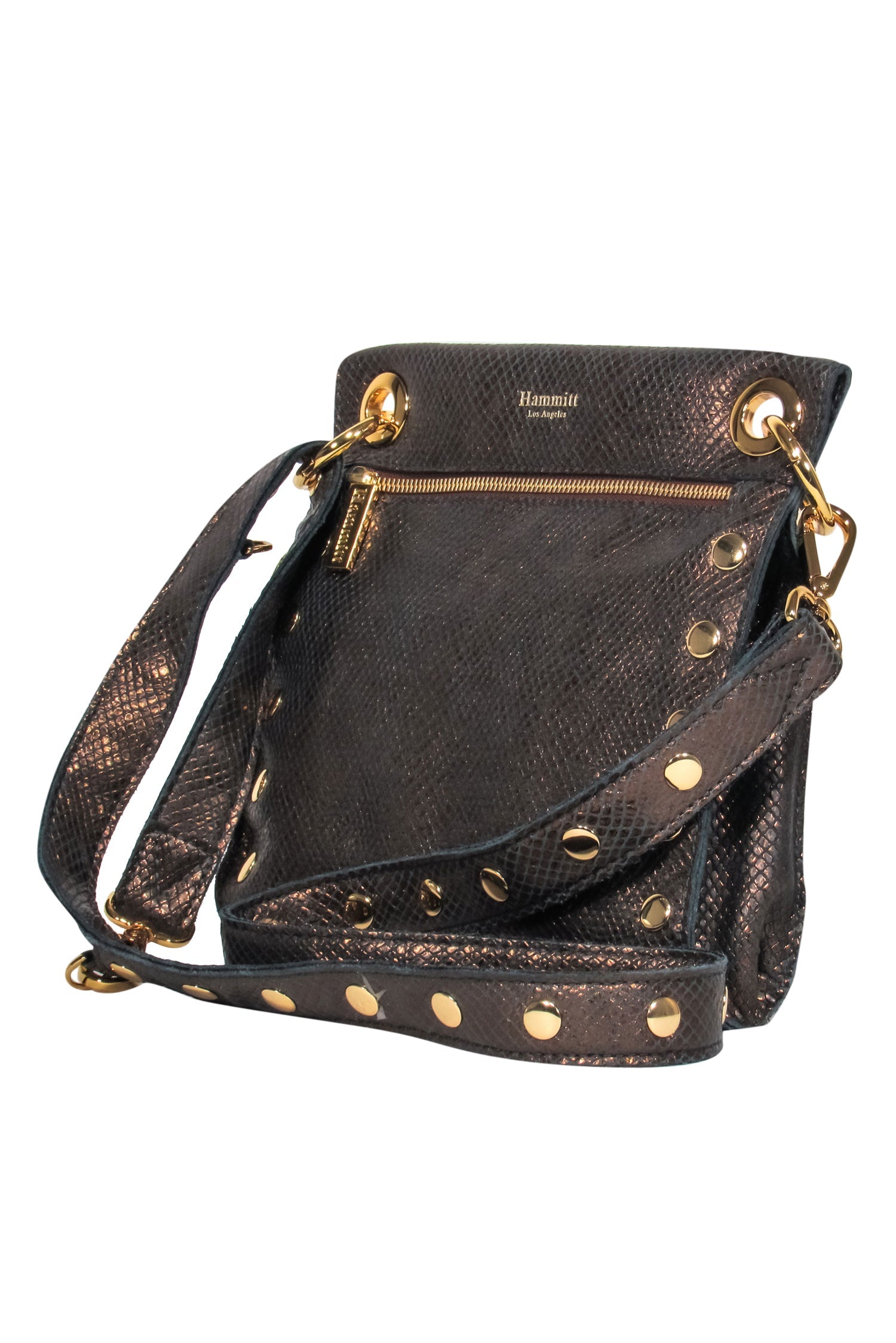 Hammitt - Stunning Studded Metallic Reptile Leather Crossbody Bag