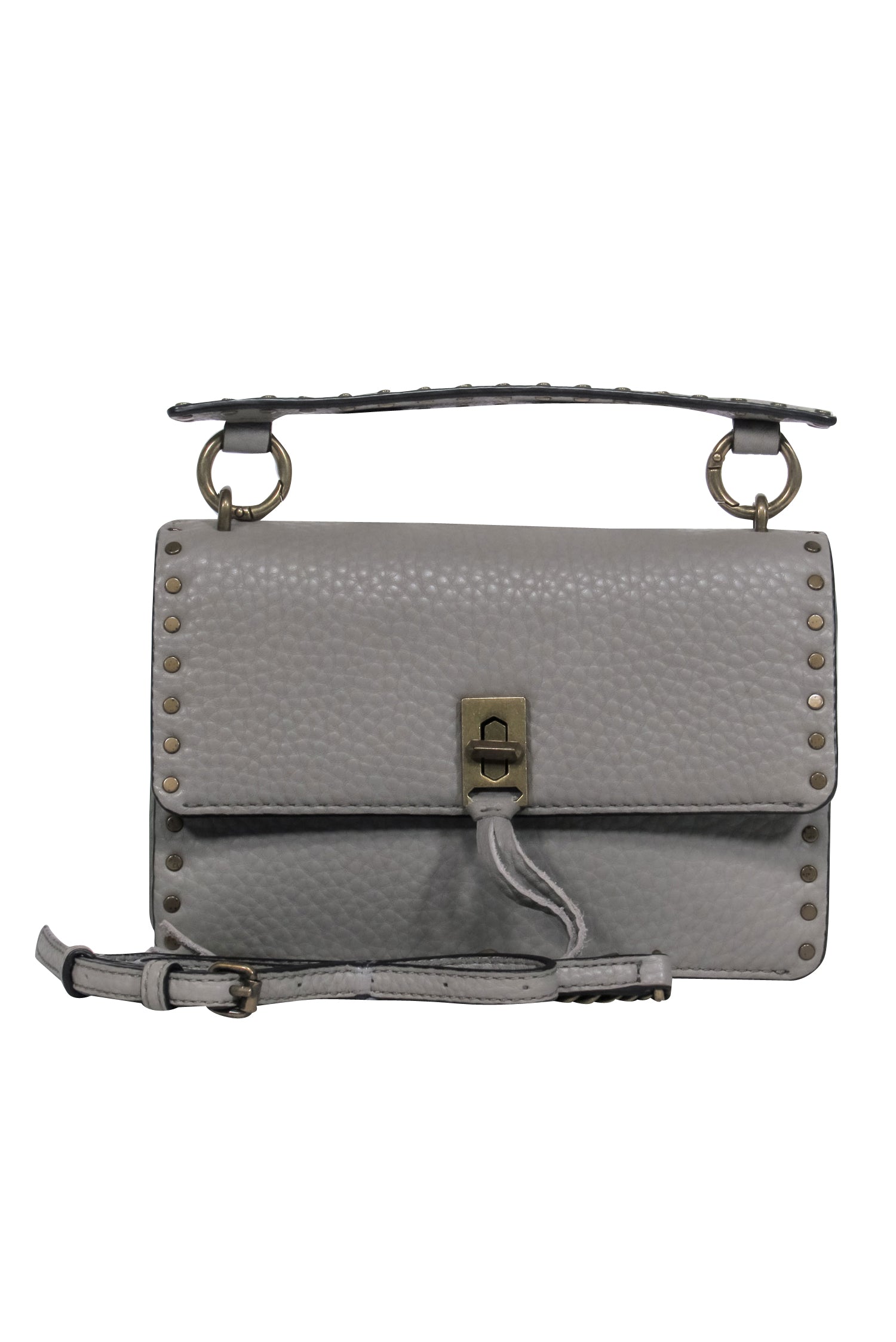 Rebecca Minkoff - Stunning Grey Leather Fold-Over Convertible Crossbody with Gold-Toned Studs