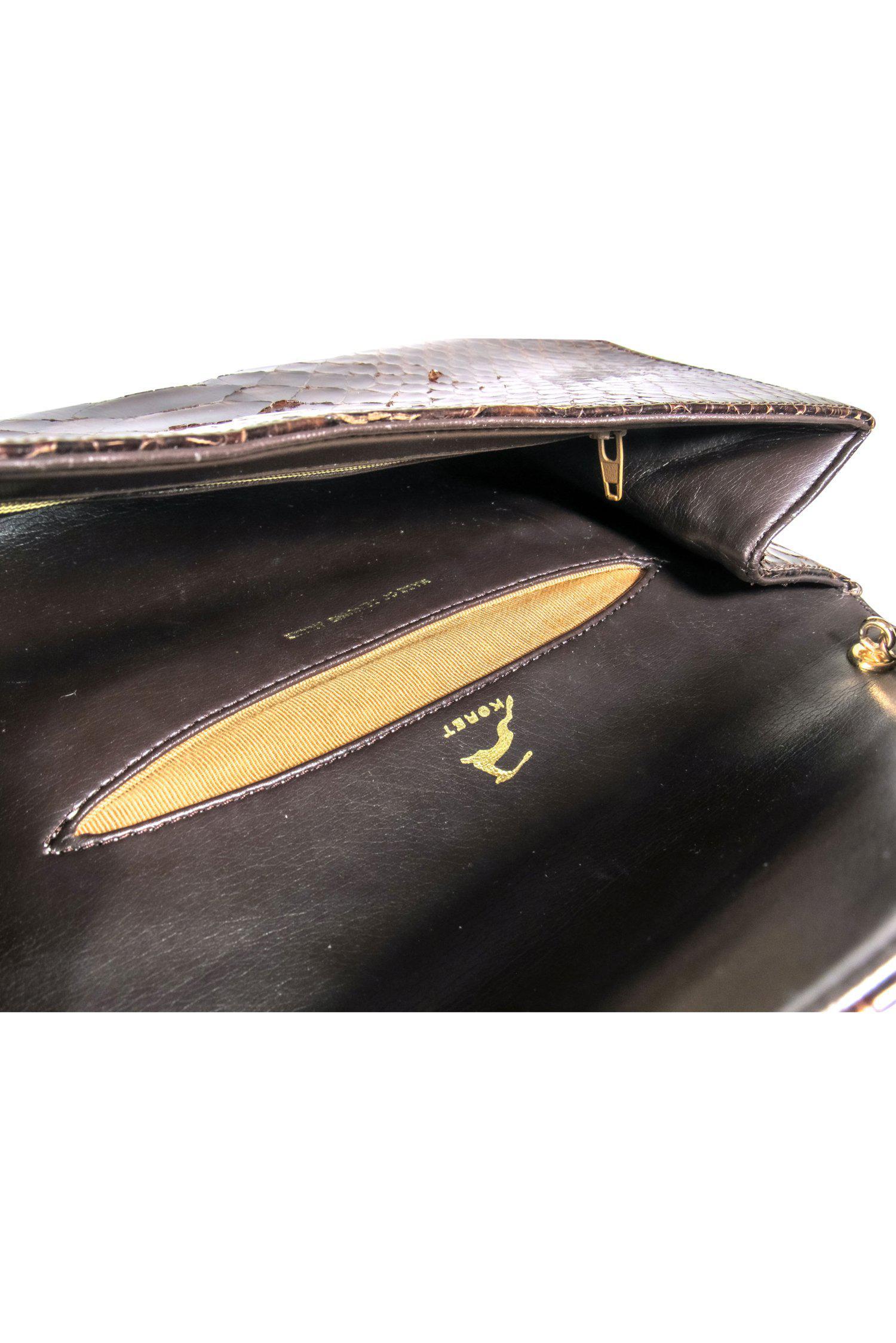 Koret Vintage Brown Patent Snakeskin Flap Crossbody - A Boho Fashion Must-Have