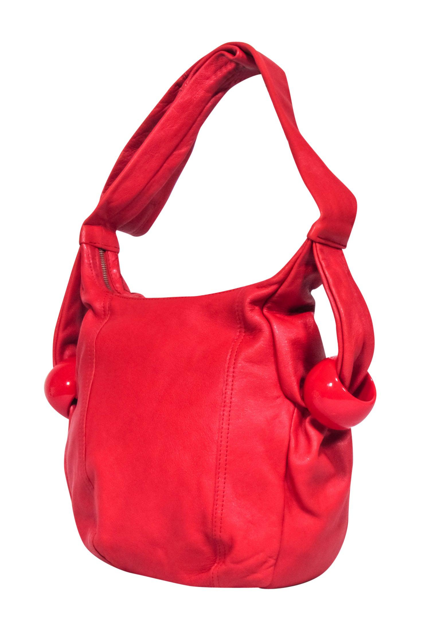See By Chloe - Stunning Red Leather Satchel with Logo Bangles