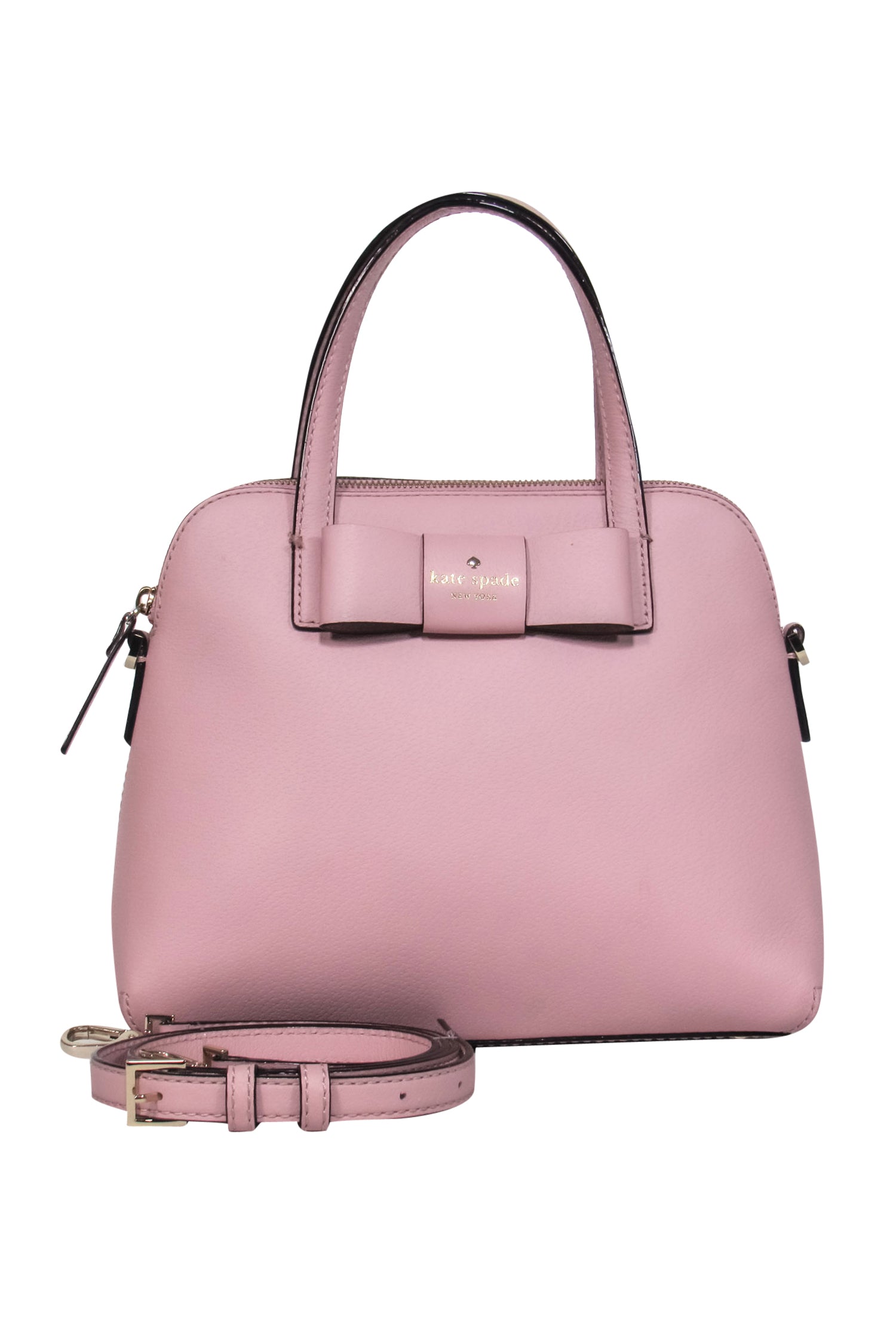 Kate Spade - Adorable Light Pink Pebbled Leather Convertible Satchel with a Charming Bow