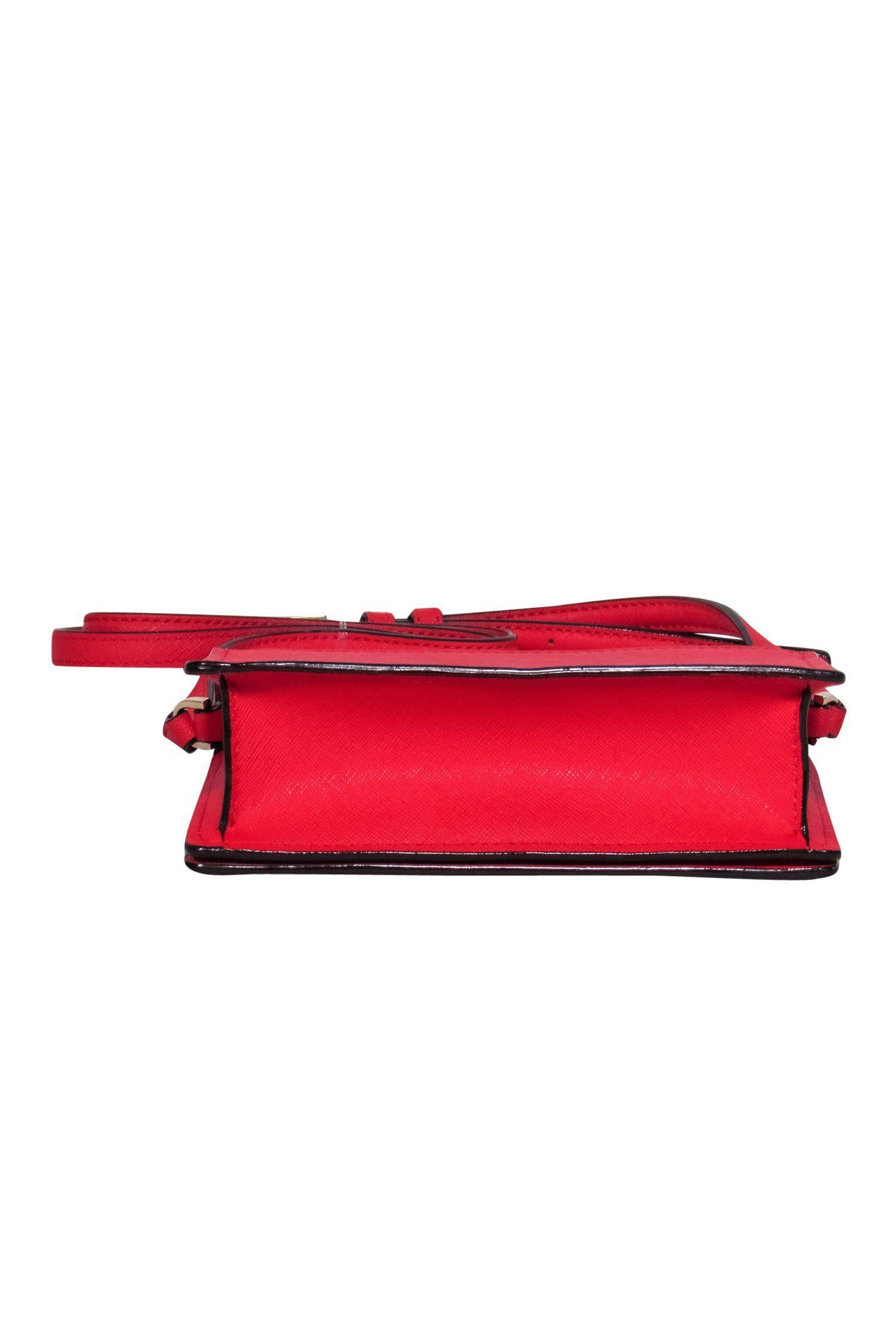 Kate Spade Red Textured Leather Square Crossbody Bag - Stylish and Functional!