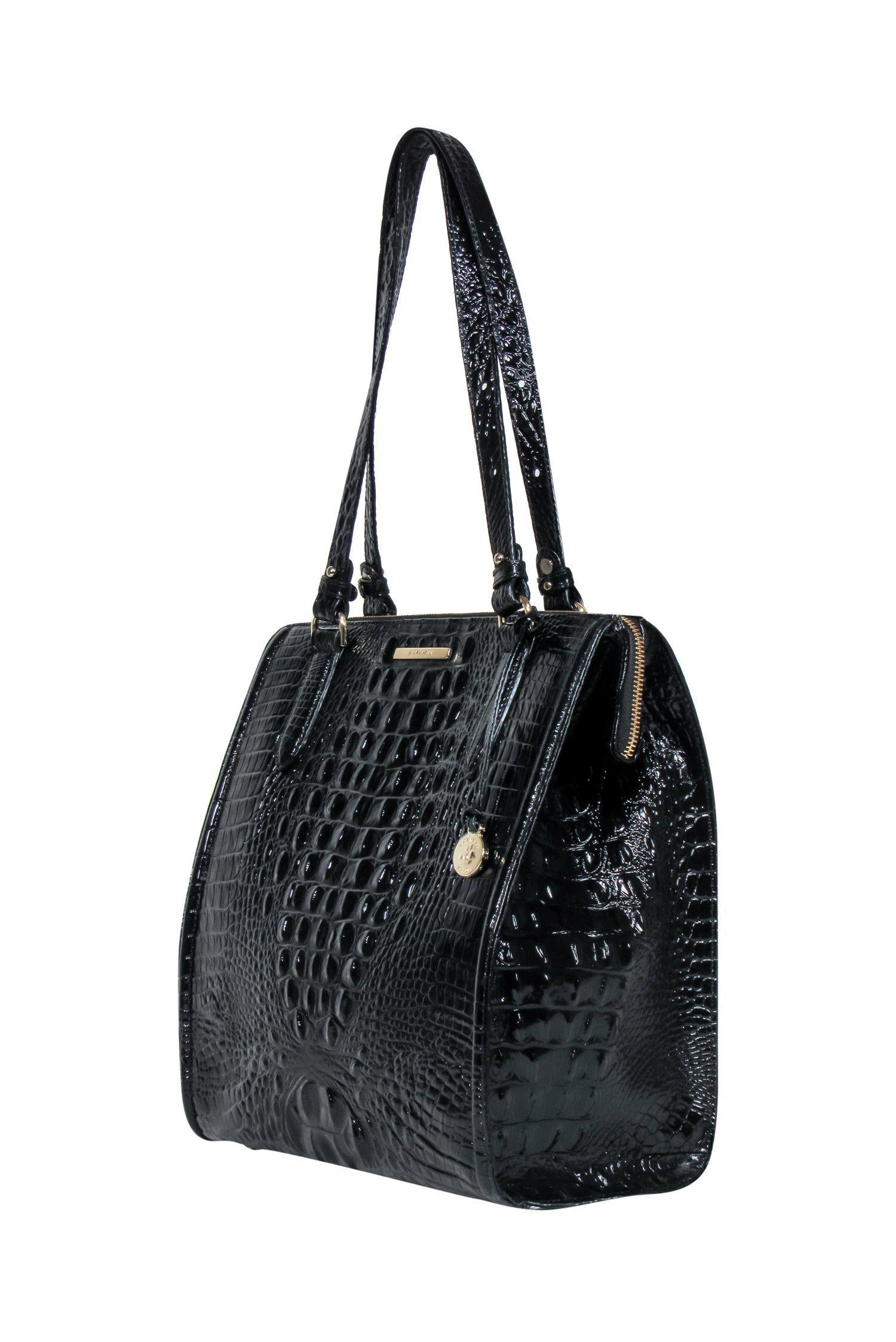 Brahmin - Exquisite Black Patent Leather Alligator Embossed Tote