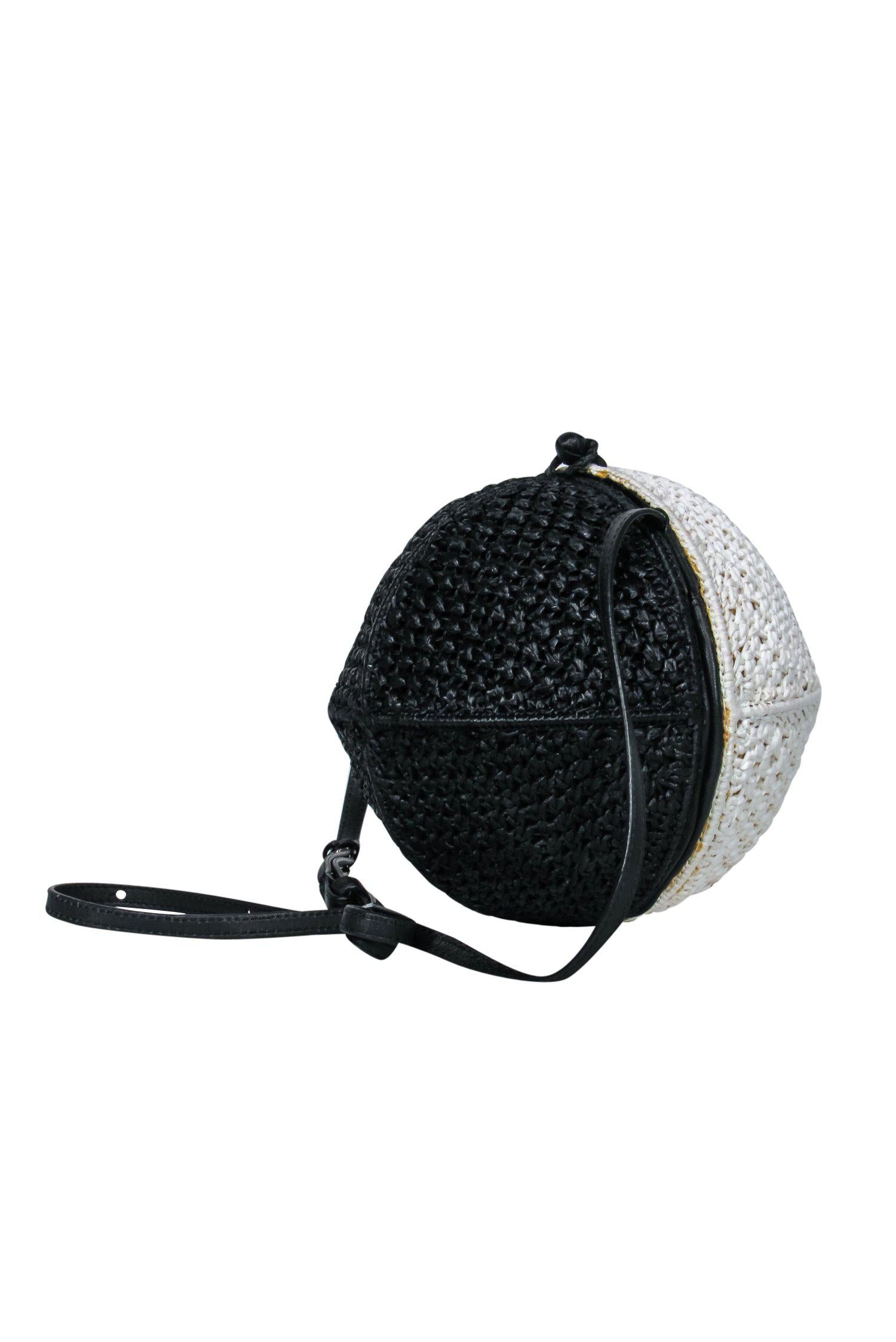 Sam Edelman's Stunning Black & White Colorblocked Wicker Round Crossbody