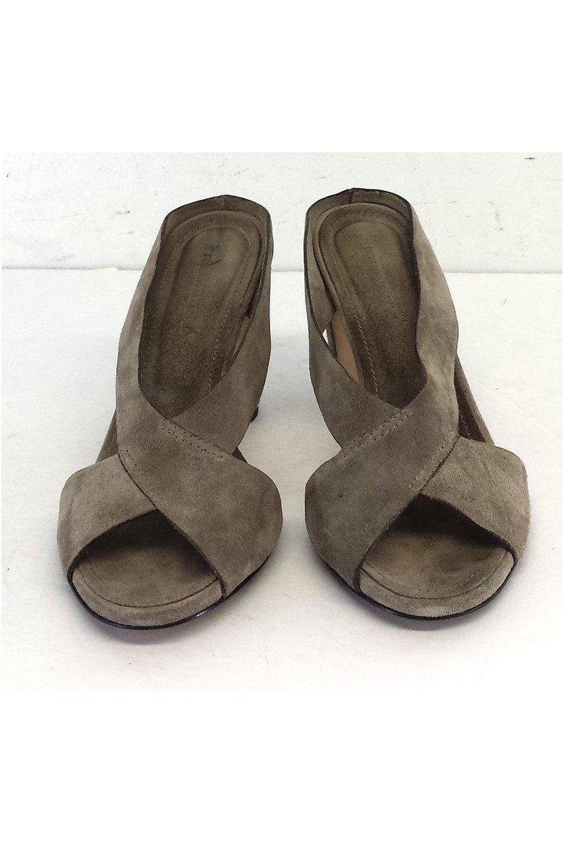 Roberto Del Carlo's Chic Taupe Suede Slip-On Mules - Size 8