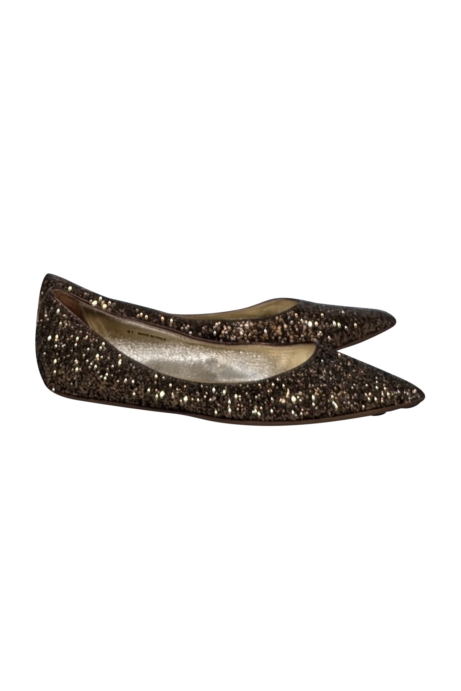 Jimmy Choo - Stunning Bronze Chunky Glitter Pointed Toe Flats in Size 11