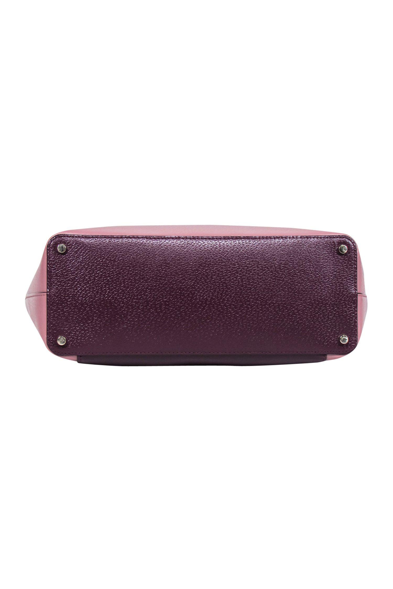 Kate Spade's Stunning Mauve & Raspberry Colorblock Large Leather Tote