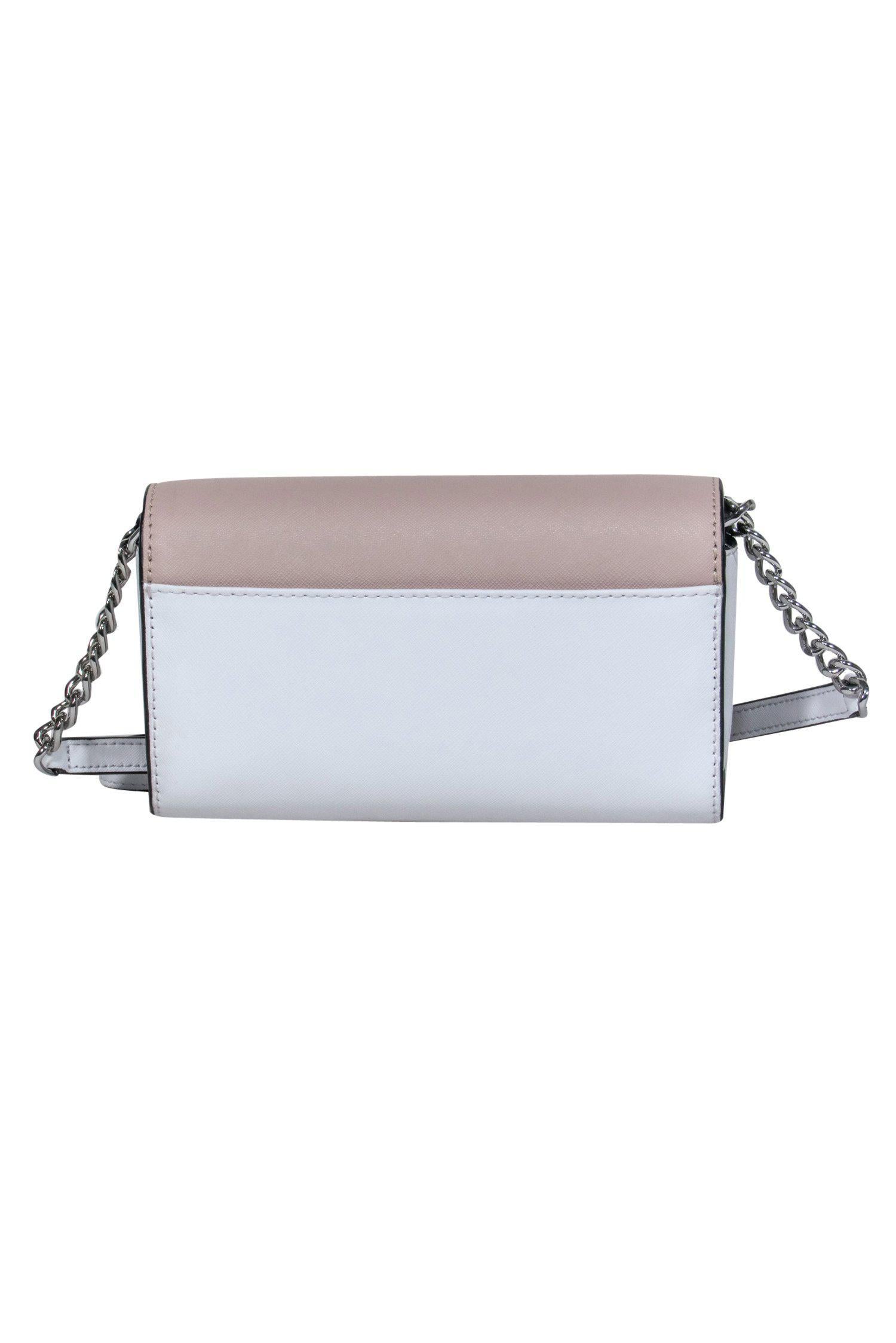 Kate Spade - Stylish Beige & White Cameron Small Flap Crossbody Bag