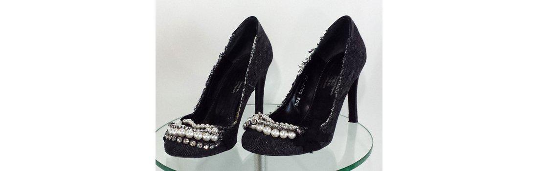 Pedro Garcia Charcoal Grey Glamorous Embellished Pumps - Size 7
