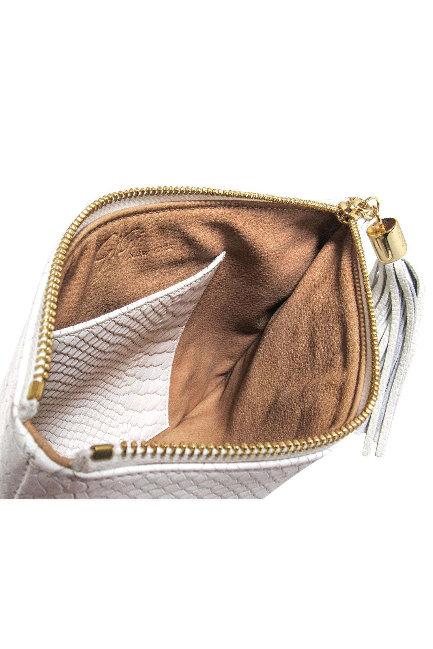 Gigi New York - Stunning White Snakeskin Embossed Clutch