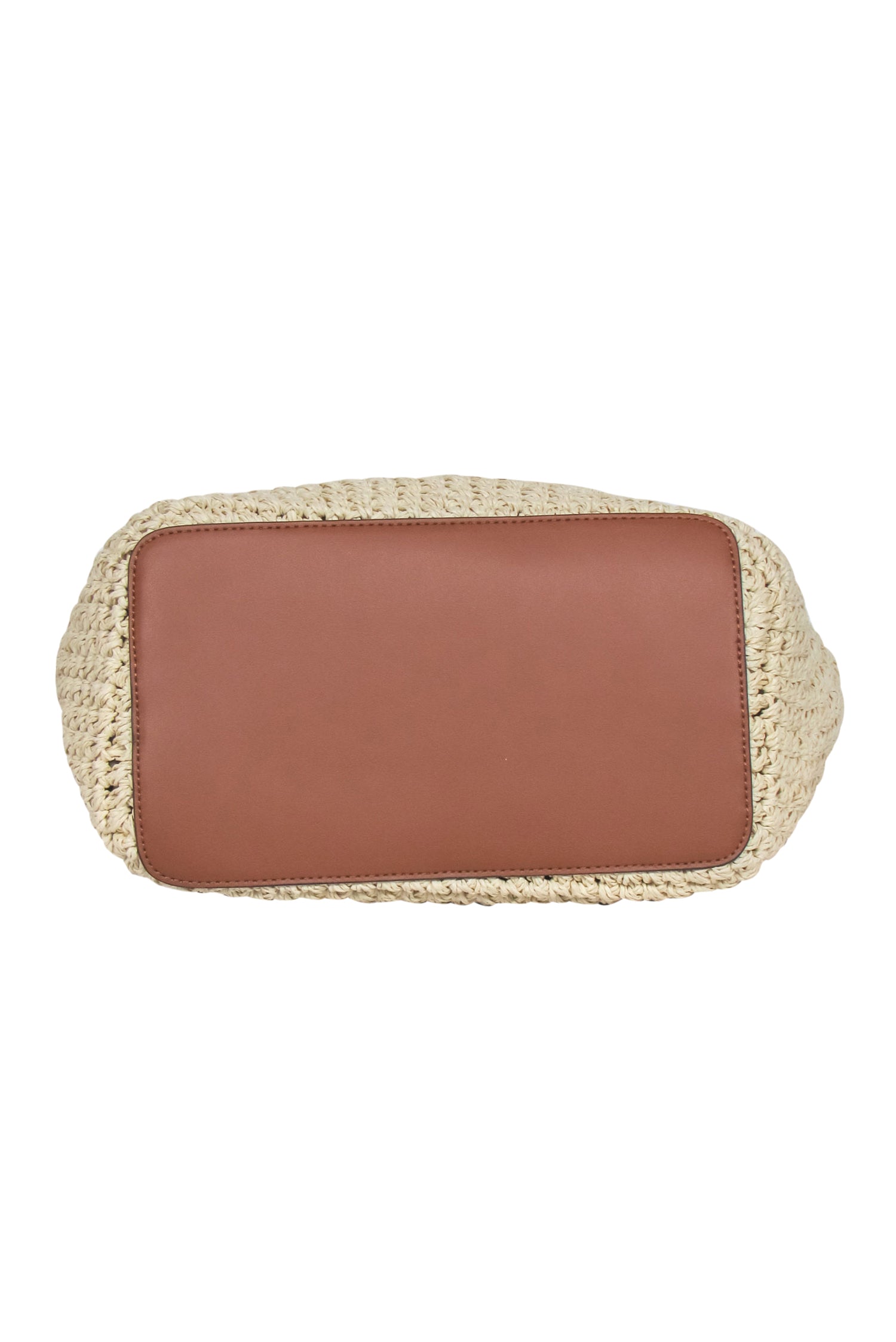 Lauren Ralph Lauren - Chic Beige Woven Convertible Shoulder Bag with Leather Trim