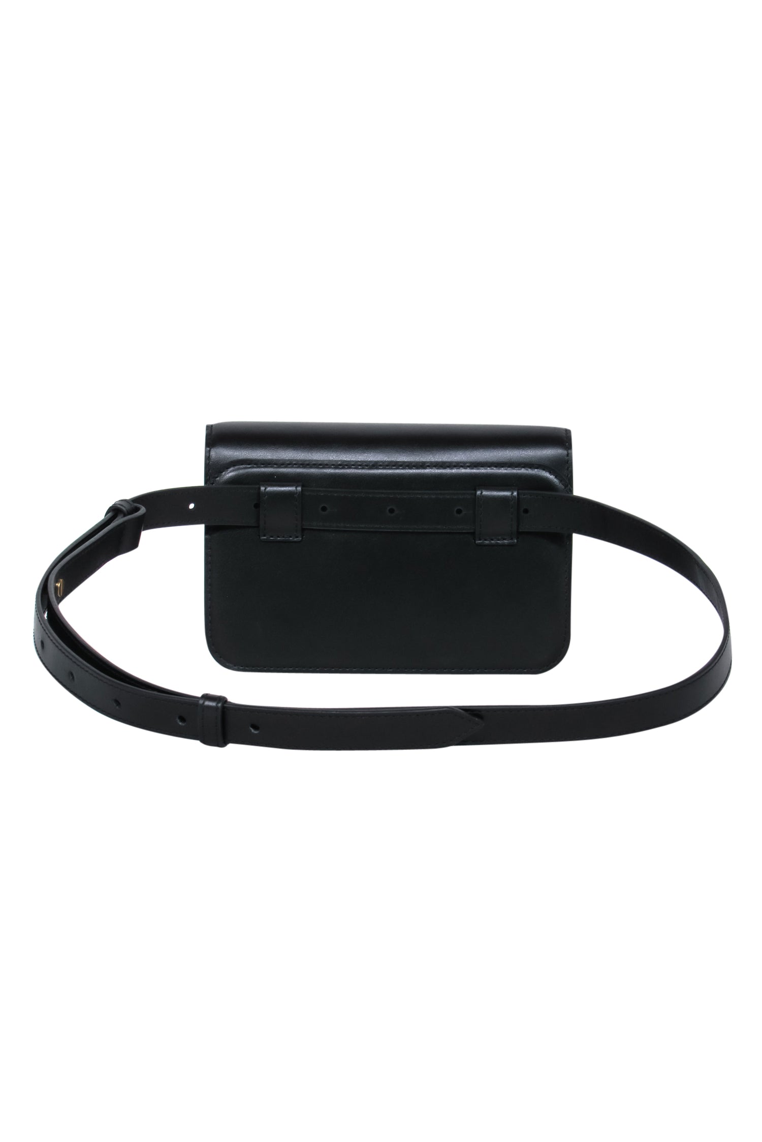Zadig & Voltaire - Luxurious Black Leather Fold-Over Fanny Pack with Stunning Gold Logo Clasp
