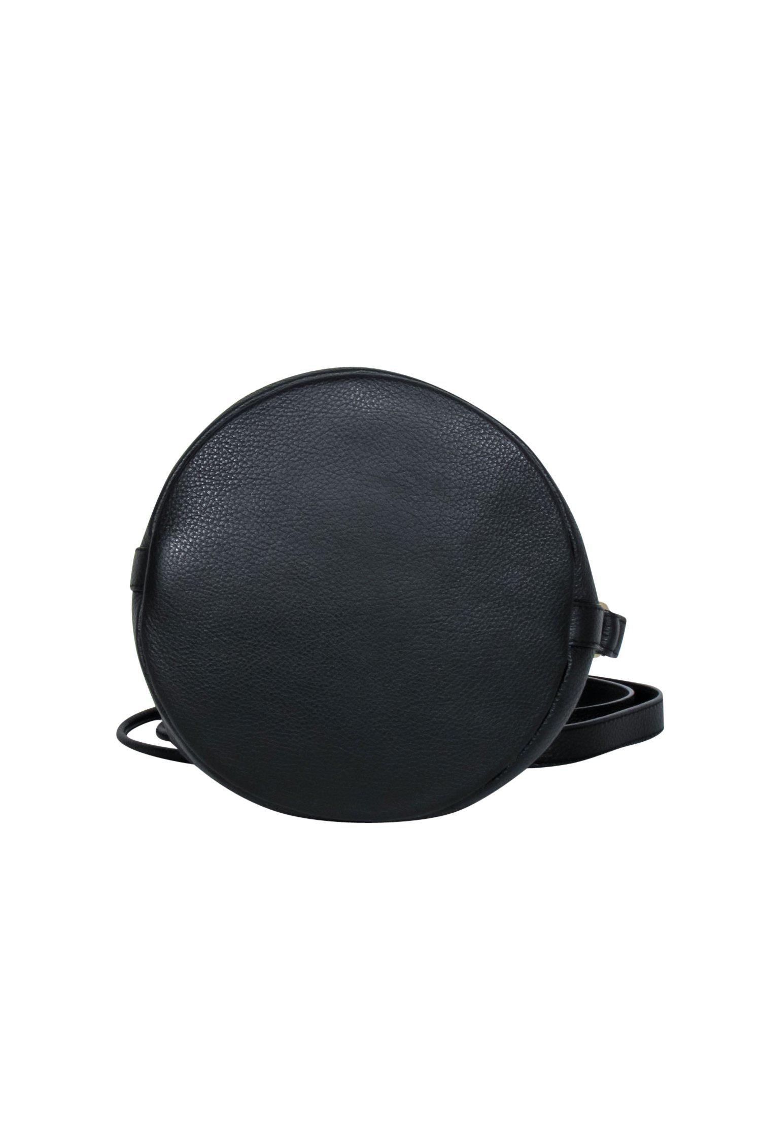 See by Chloe - Stylish Black Pebbled Leather Bucket Bag with Tassel