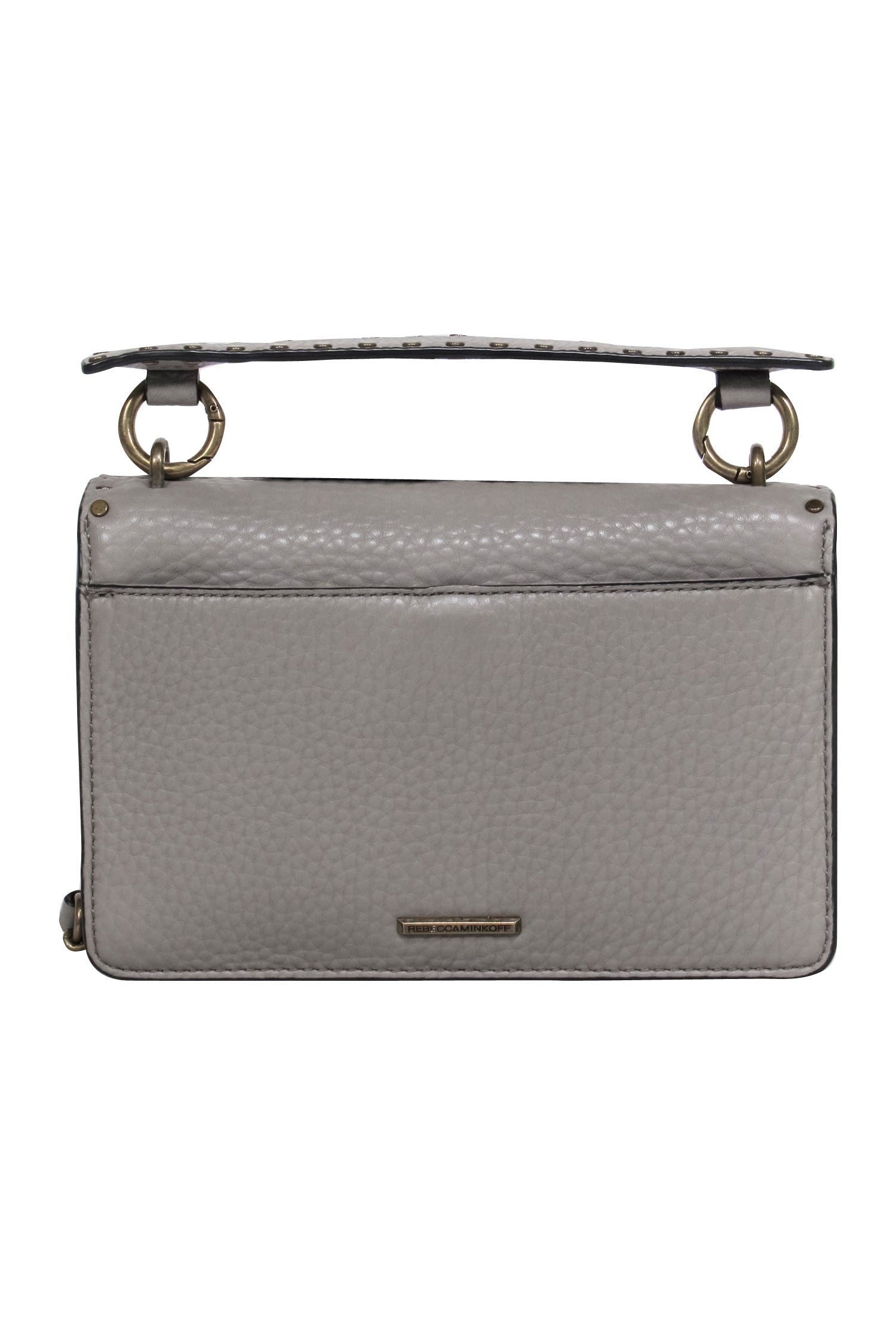 Rebecca Minkoff - Stunning Grey Leather Fold-Over Convertible Crossbody with Gold-Toned Studs