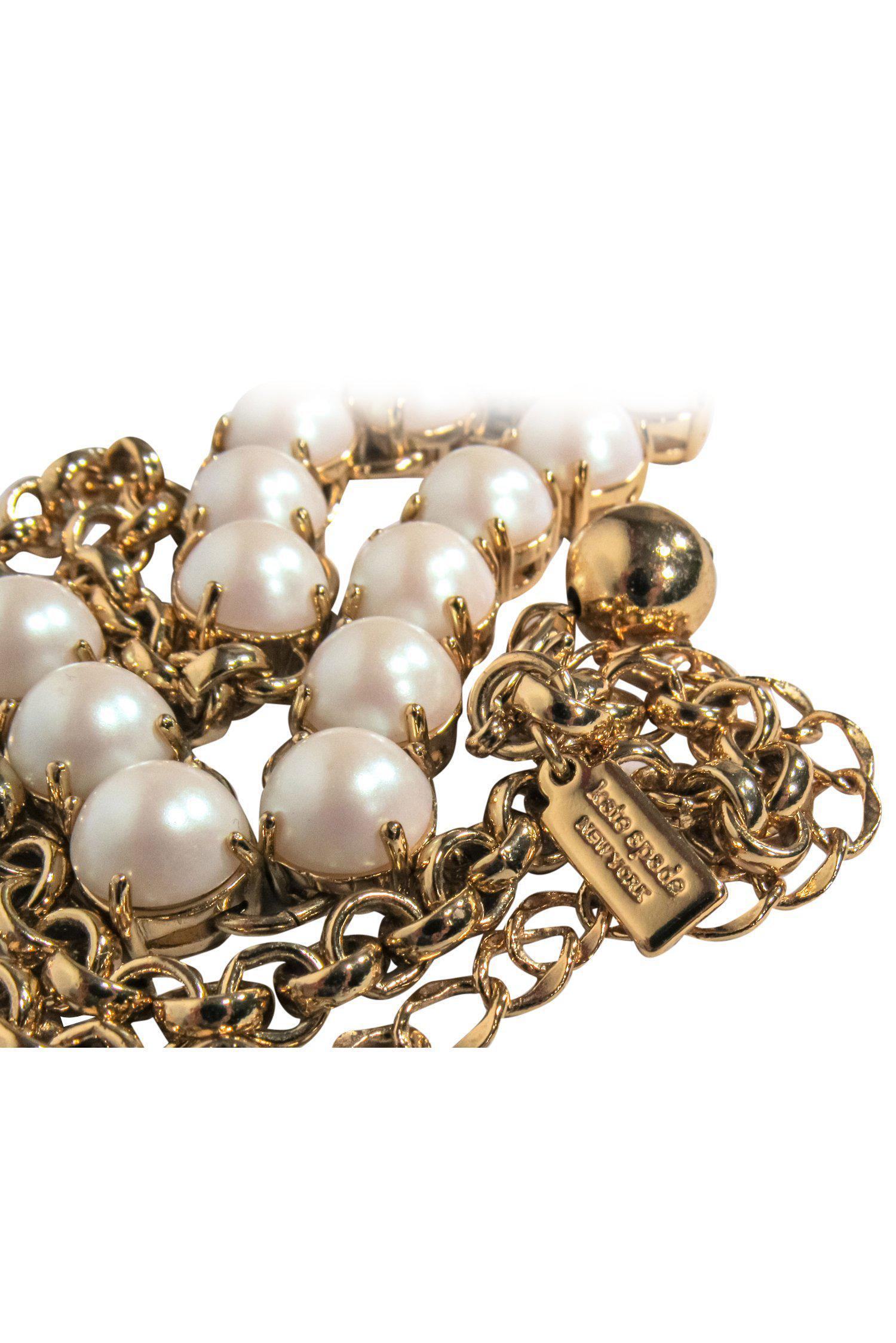 Kate Spade - Stunning Gold-Toned Faux Pearl Chain Necklace