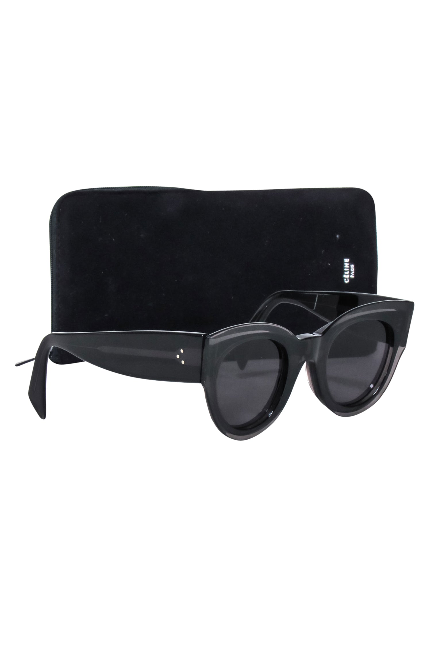 Celine Black Rounded Cat-Eye Fashion Sunglasses
