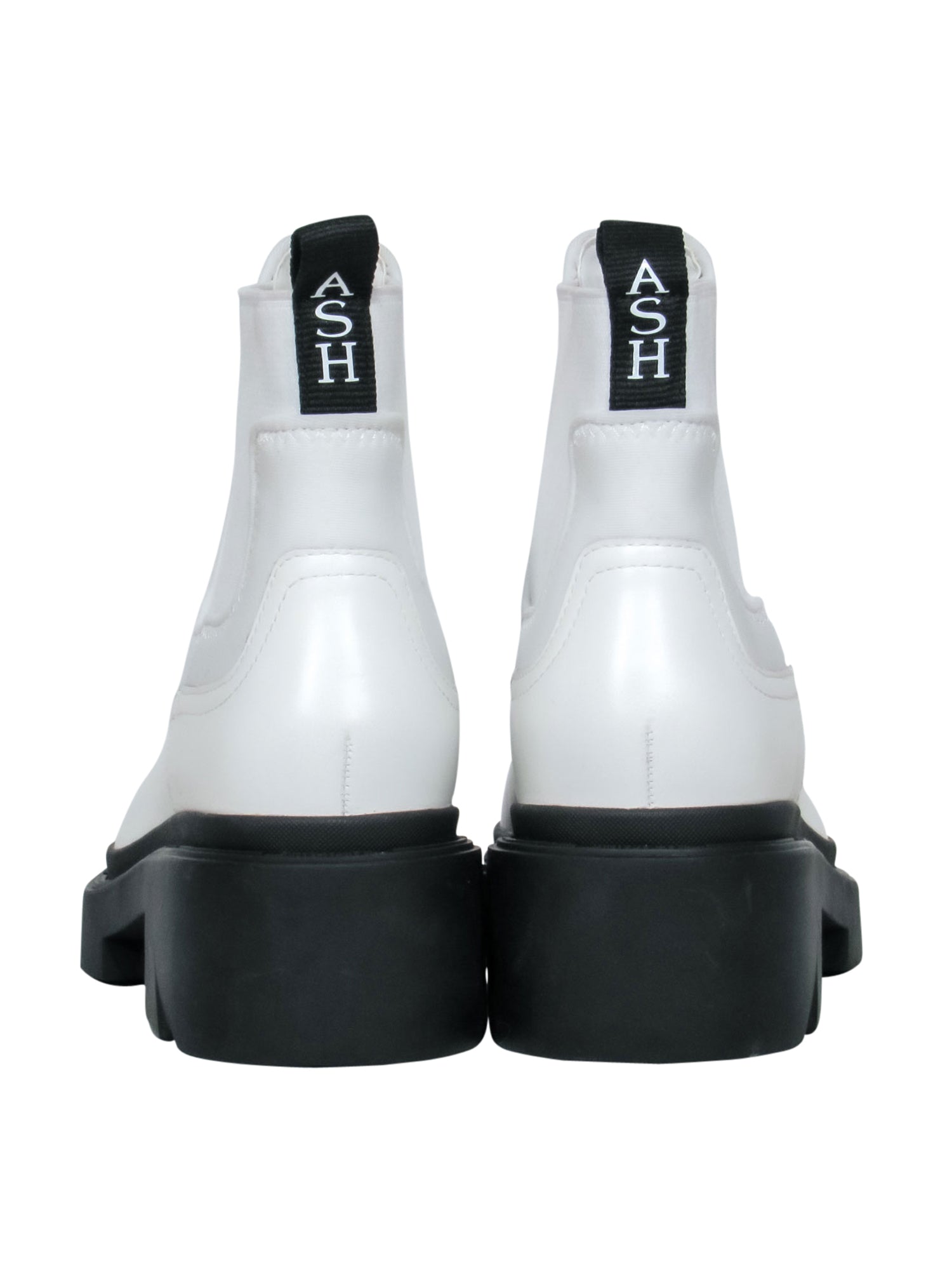 Stunning Ash - White 'Mastro S' Booties with Black Chunky Sole, Size 10