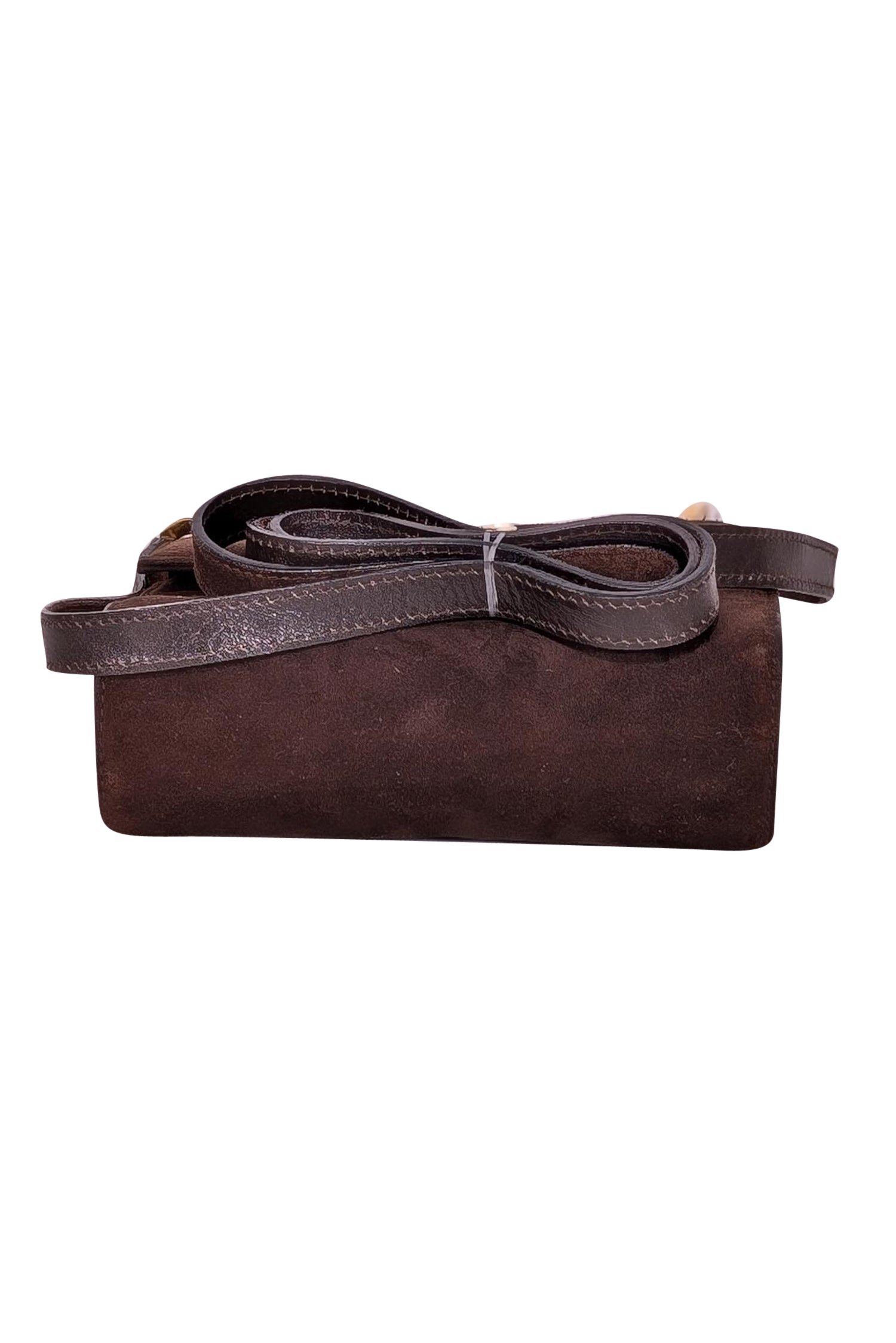 Ferragamo's Irresistible Chocolate Brown Suede Mini Crossbody Bag